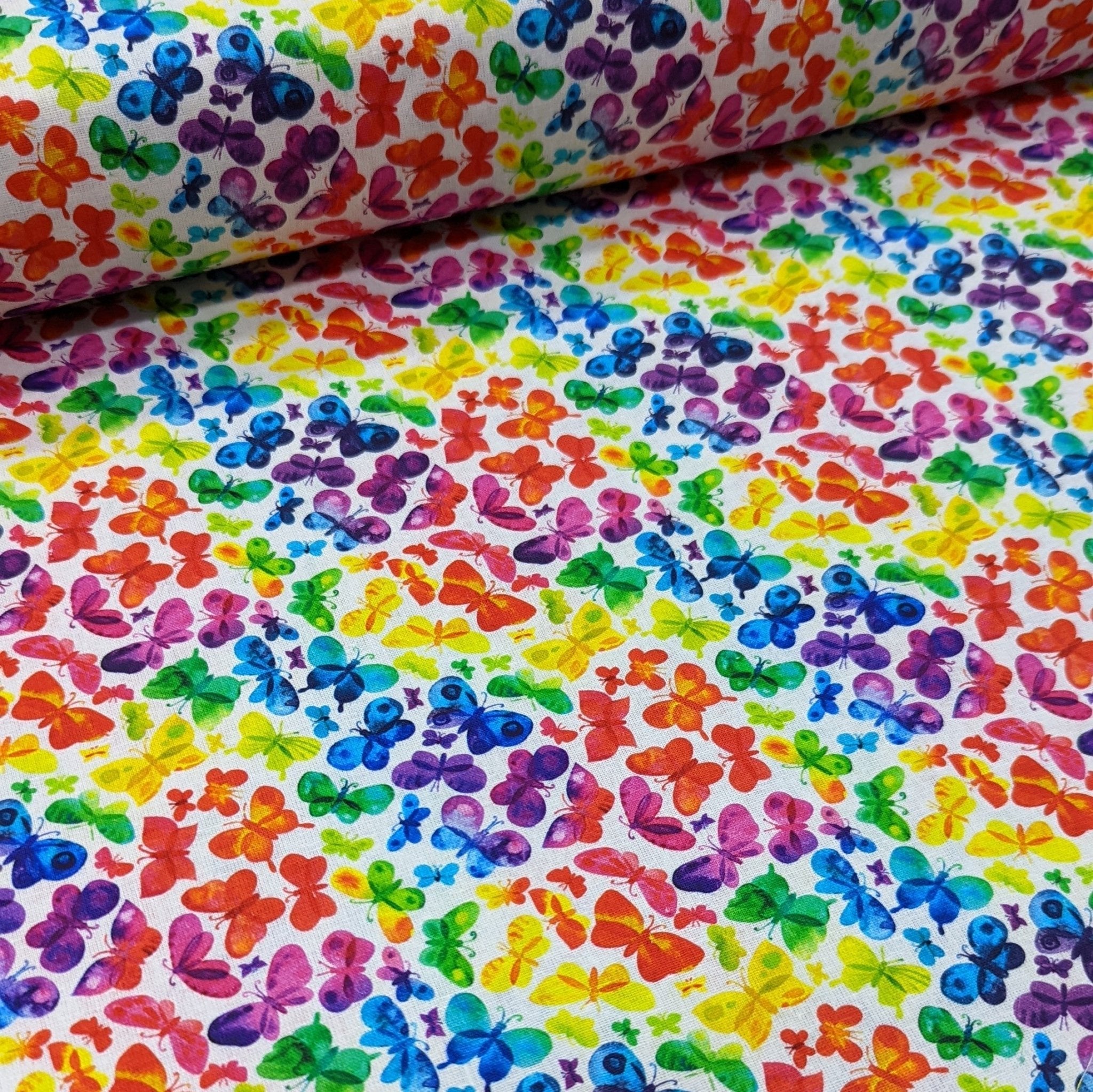 100% Digital Print Cotton, Rainbow Collection, 'Butterflies', 44" Wide - Printed Cottons