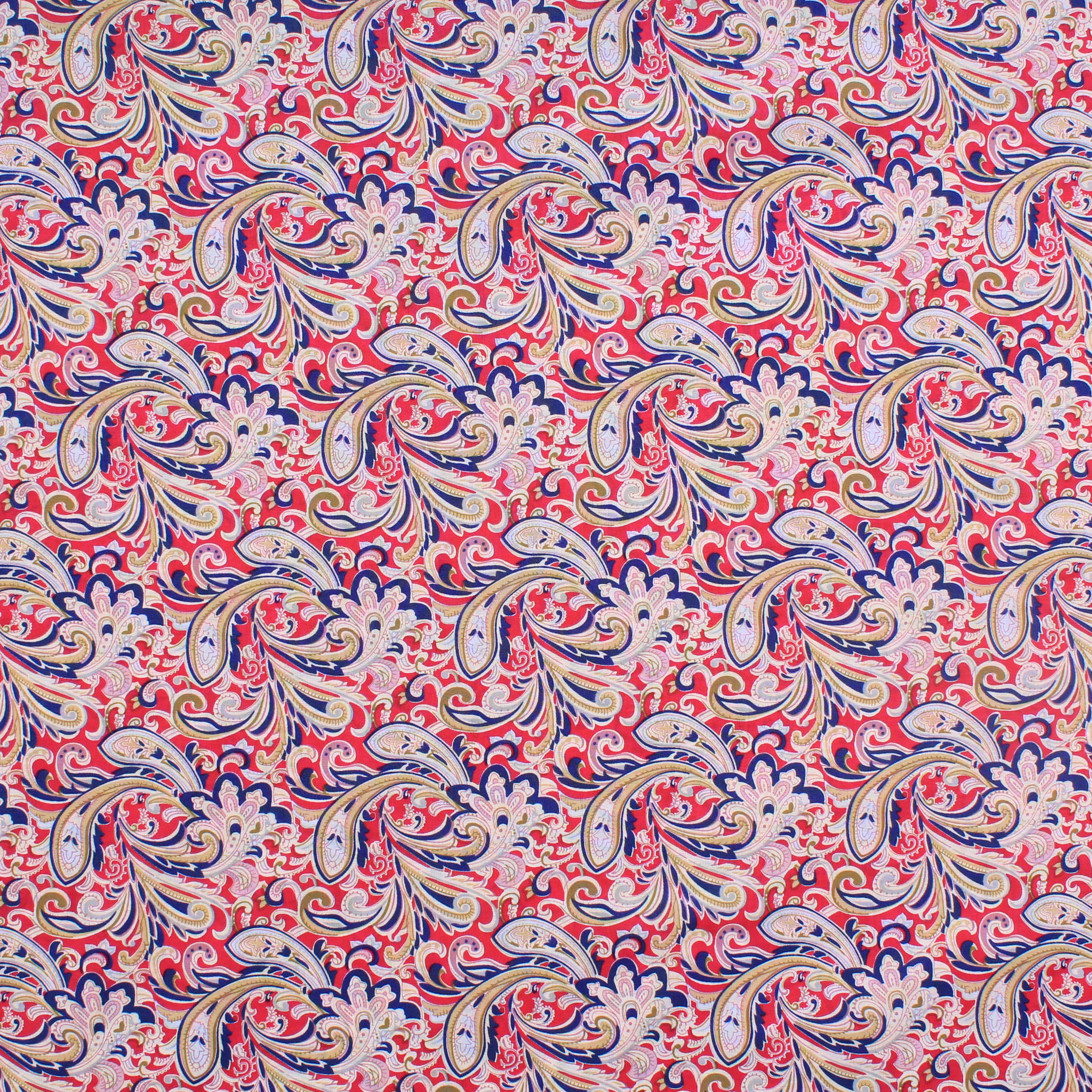 100% Cotton Lawn, 'Red Pop Paisley', Approx. 58" Wide