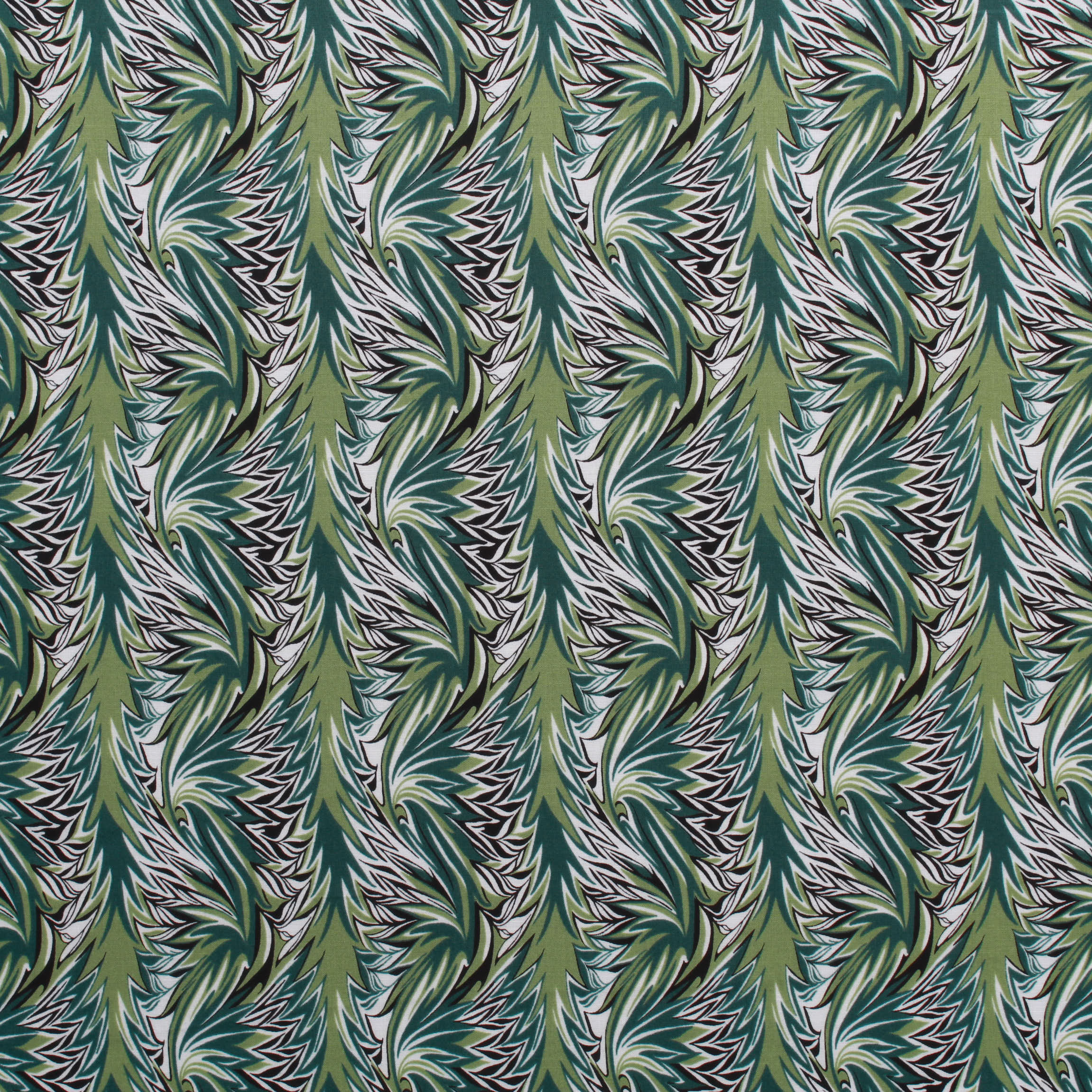 100% Cotton Lawn, 'Green Tropical Leaves', 60" Wide