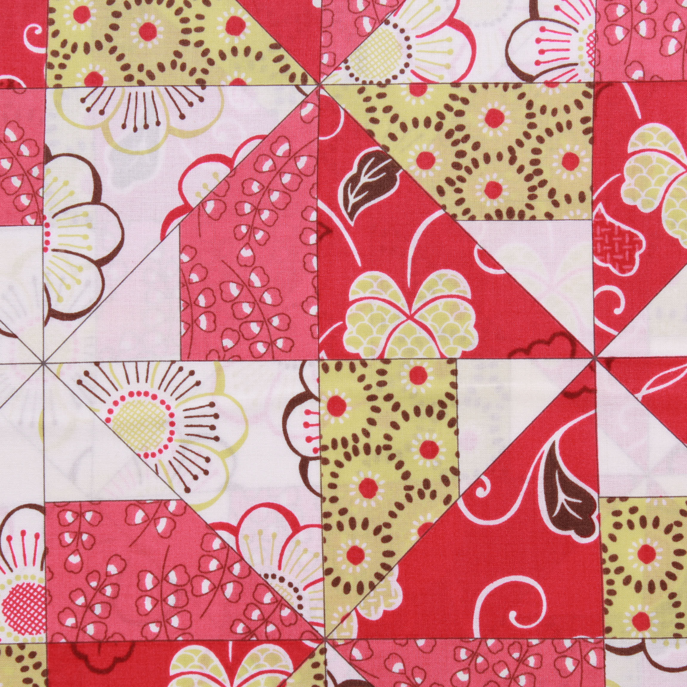 100% Cotton Lawn, 'Red Geometric Ditsy Floral', 58" Wide