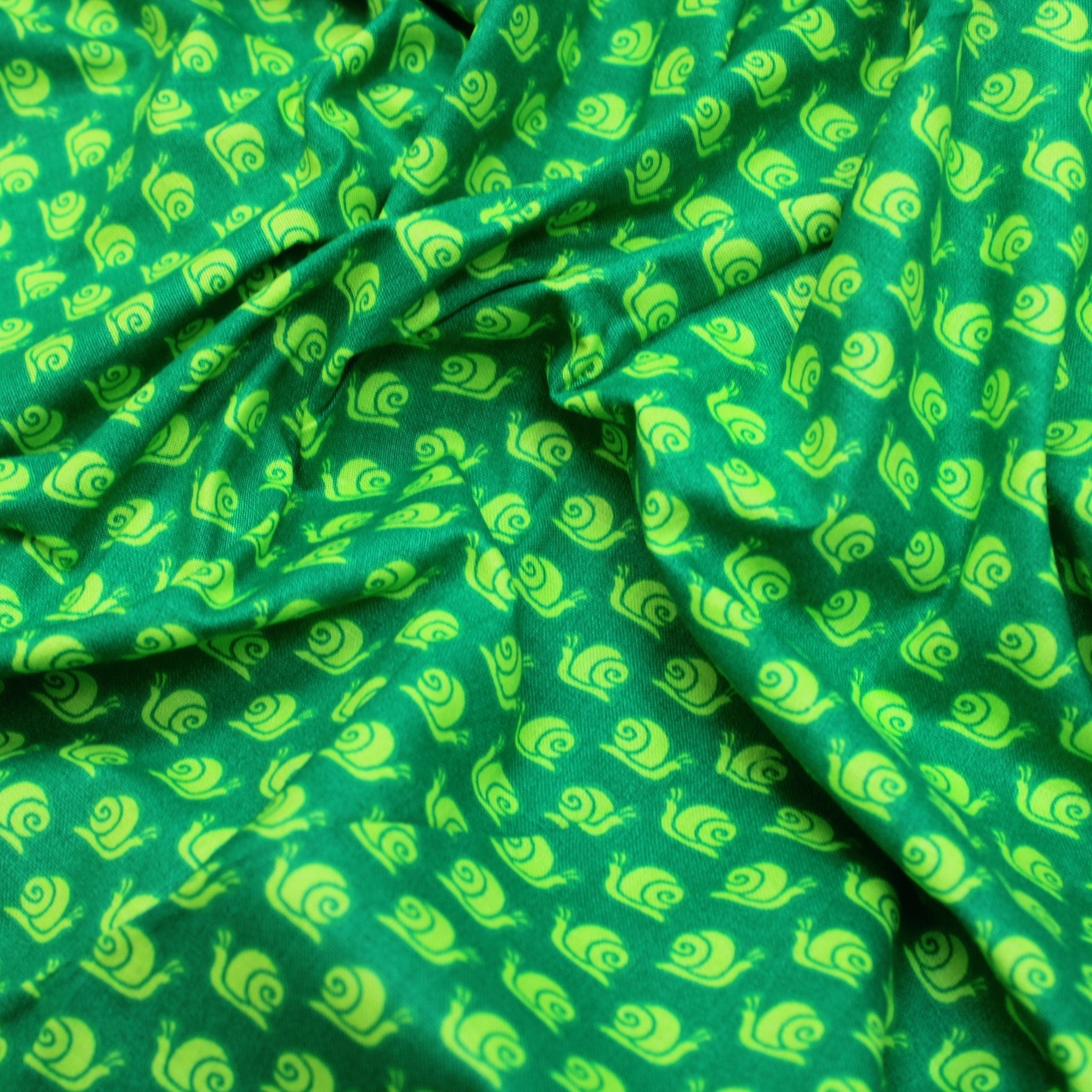 3 Metre 100% Premium Cotton 'Snail' 60" Wide Green - Printed Cottons