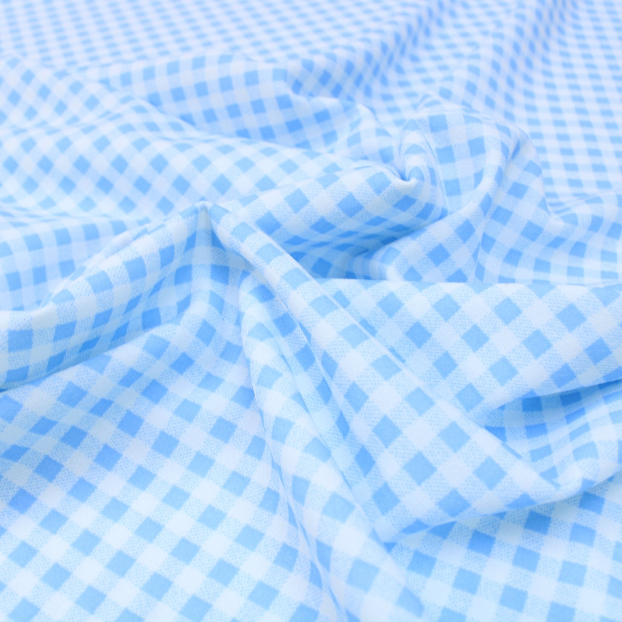 3 Metre High Quality Brushed Cotton - Tartan - 45" Wide Blue & White - Printed Cottons
