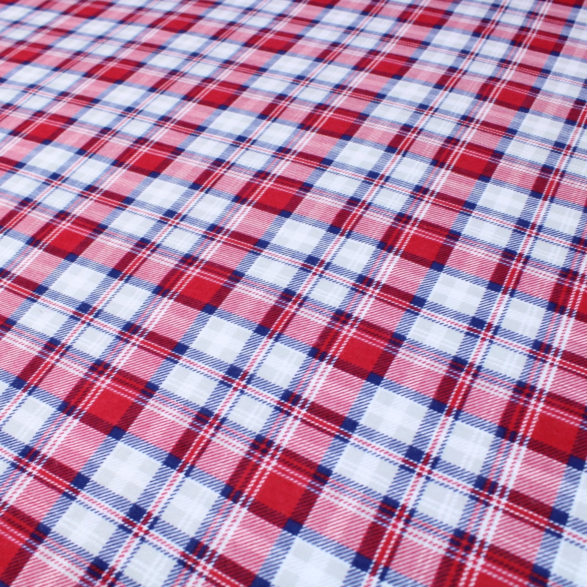 3 Metre High Quality Brushed Cotton - Tartan - 45" Wide Red & Navy - Printed Cottons