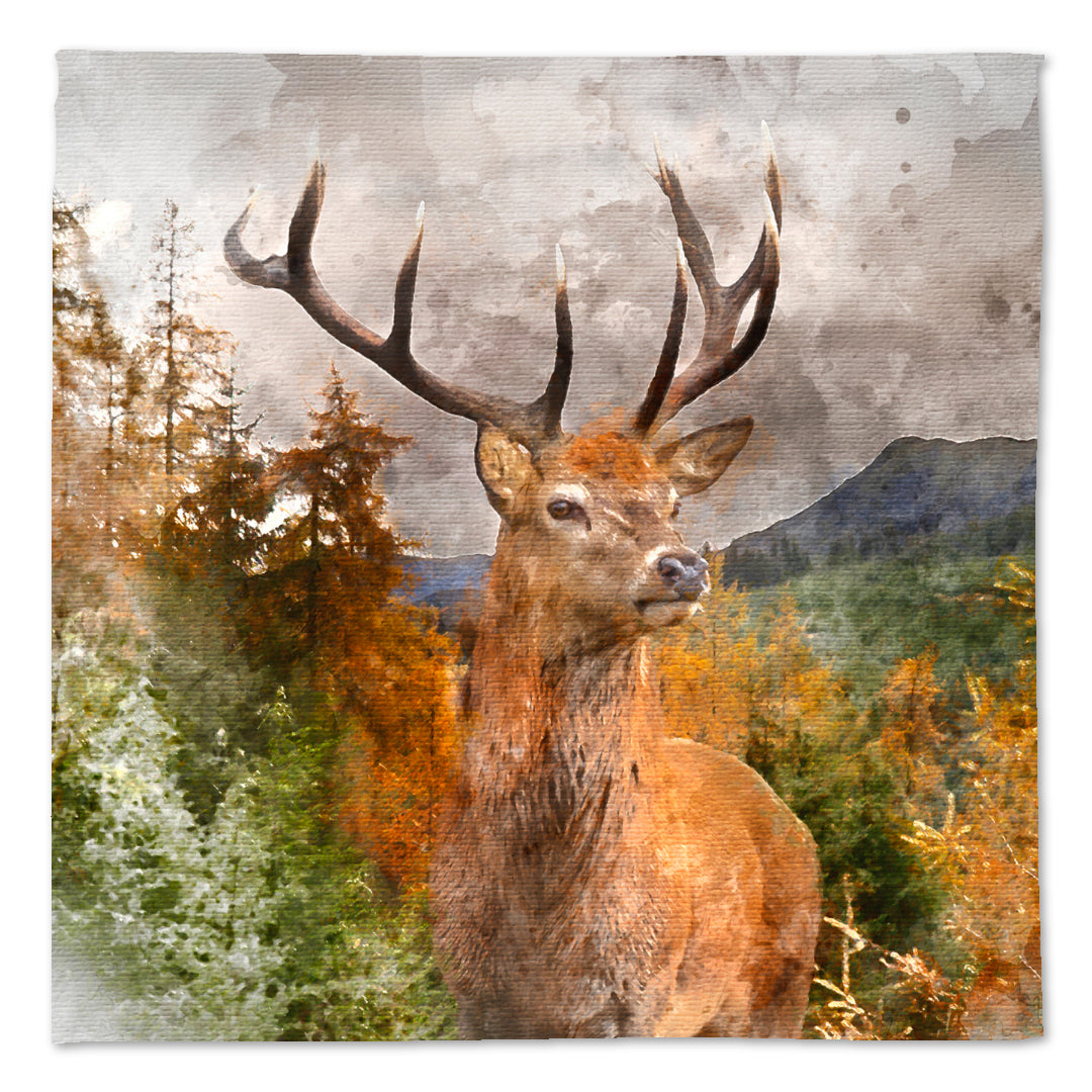 100% Quilting Cotton Cushion Panel - Stag - 18" x 18"
