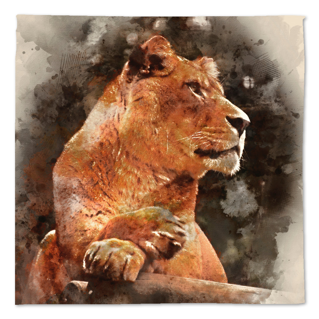 100% Quilting Cotton Cushion Panel - Lioness - 18" x 18"