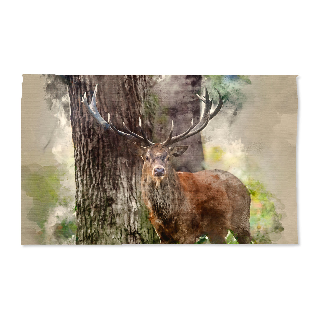 100% Quilting Cotton Cushion Panel - Stag Forest- 65cm x 40cm
