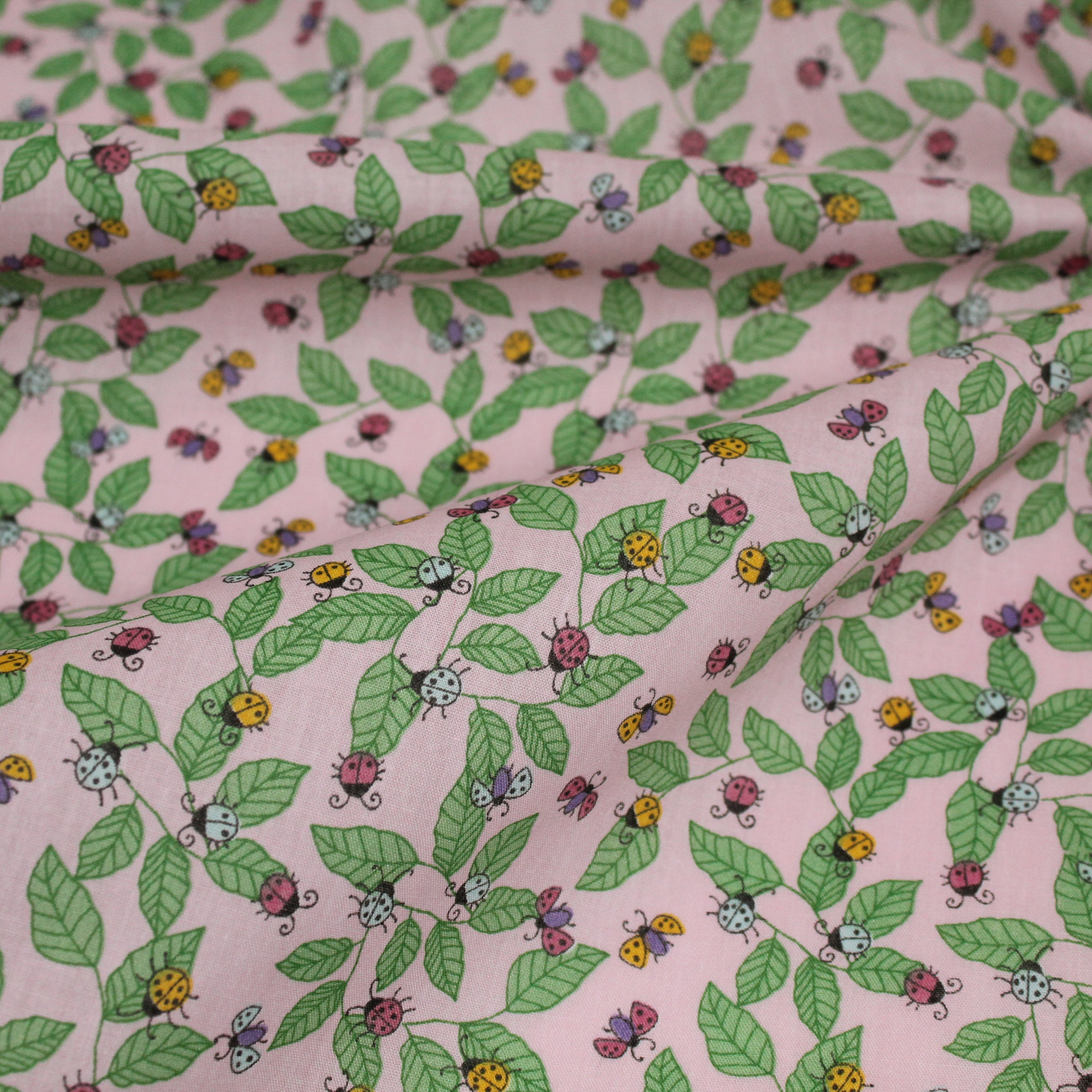 Premium Quality Poly-Cotton "Ladybird" 44" wide Pink