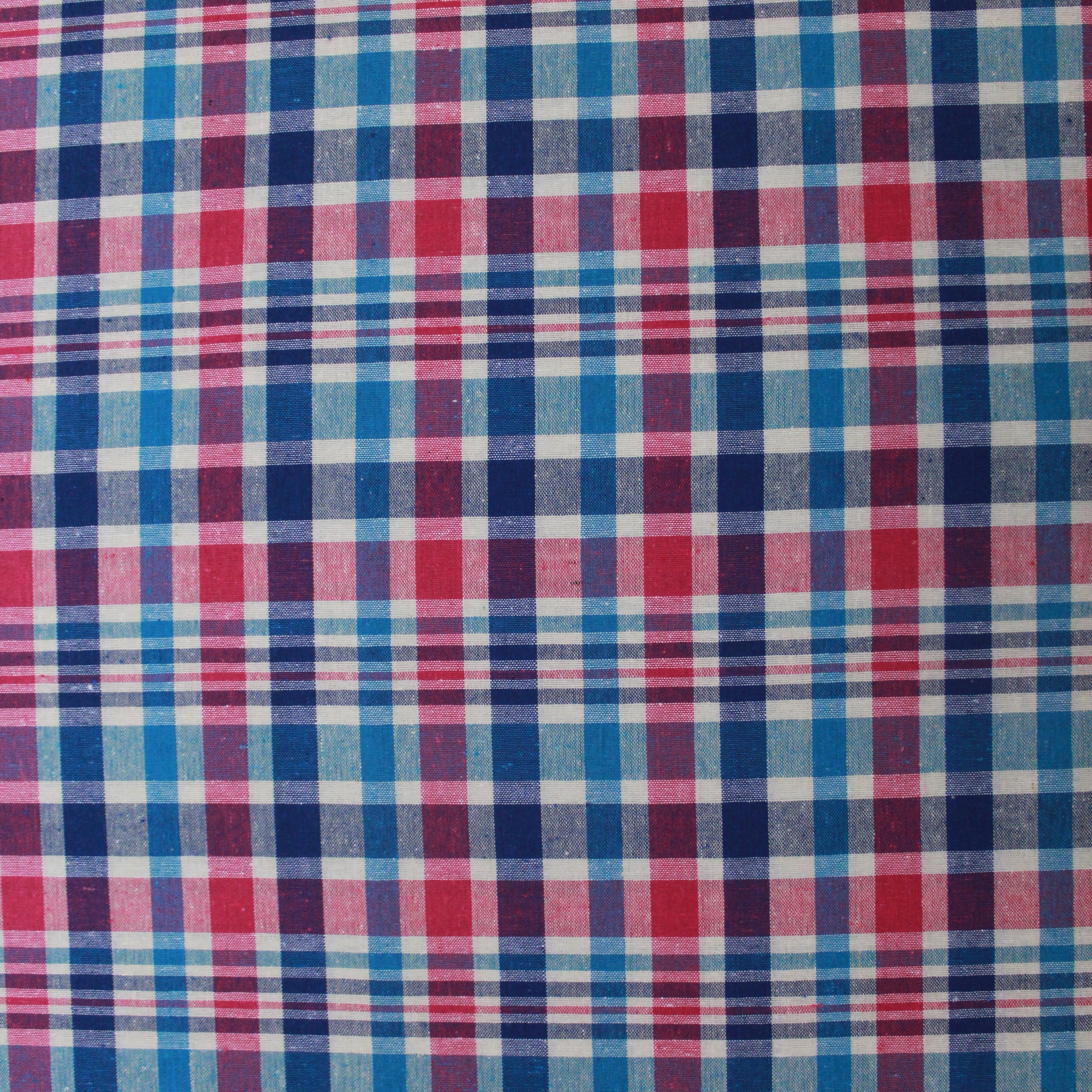 3FOR12 Premium Quality, Fashion Chequered Linen 54" Wide Blue & Pink