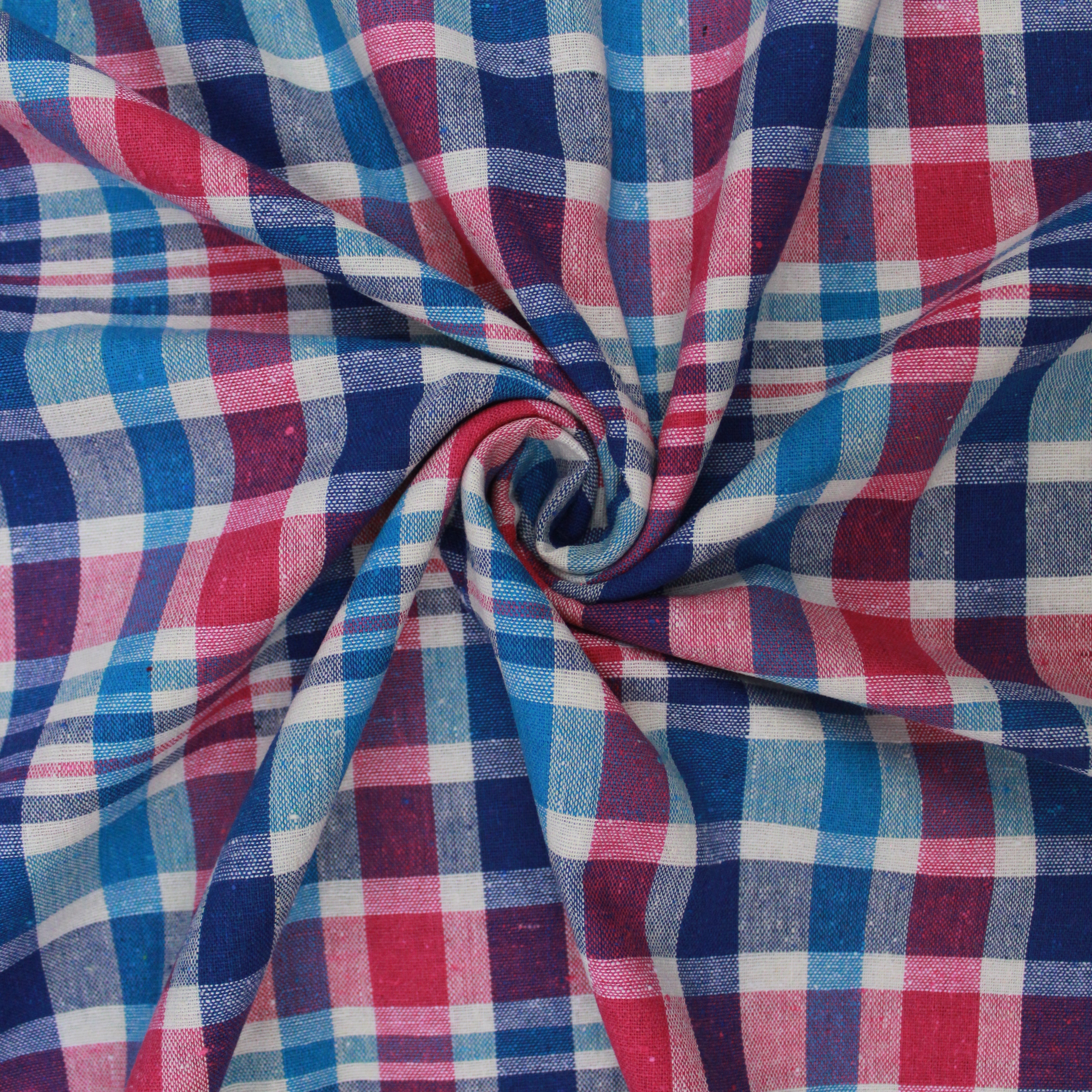 3FOR12 Premium Quality, Fashion Chequered Linen 54" Wide Blue & Pink