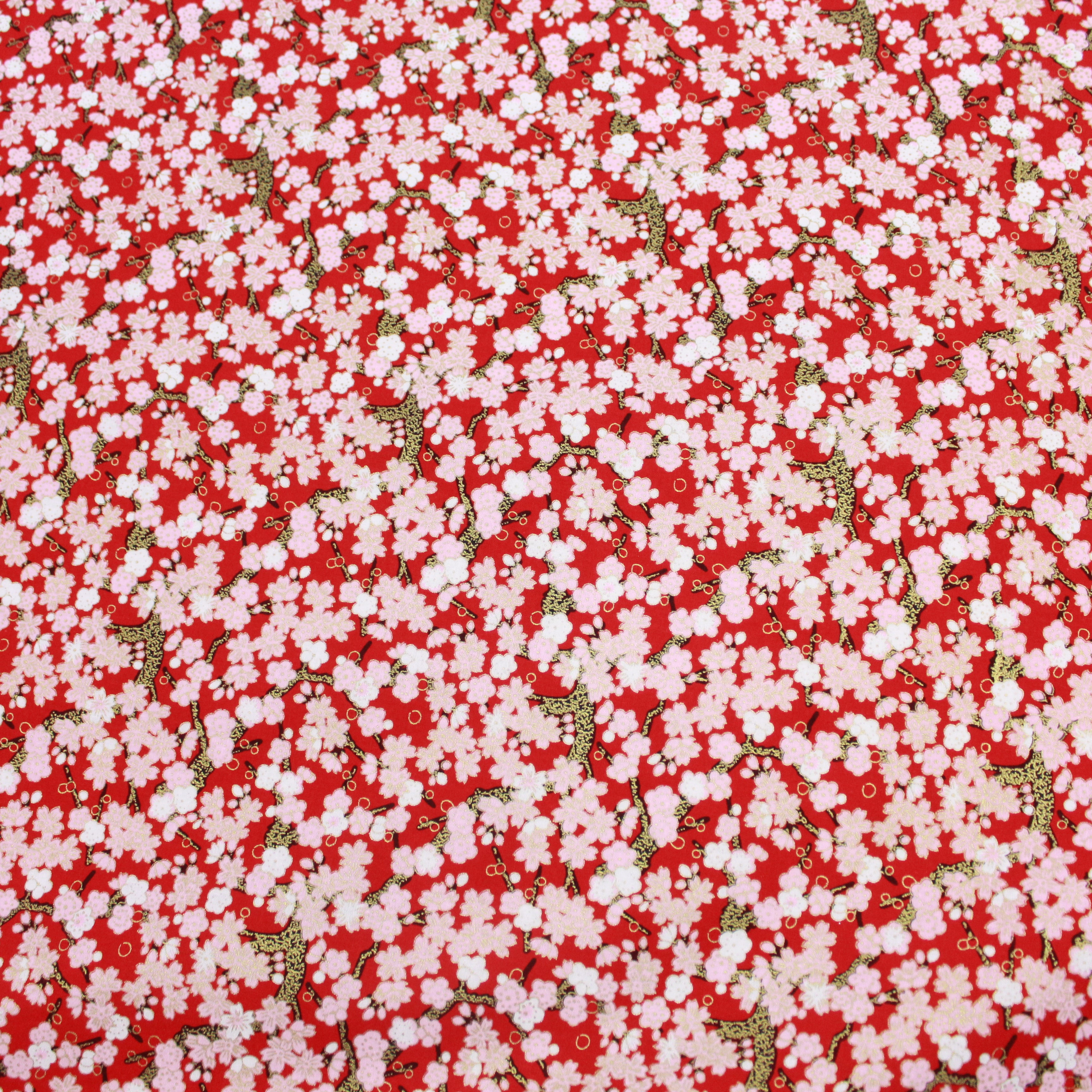 100% Premium Oriental Cotton 60" Wide 'Red Blossam'