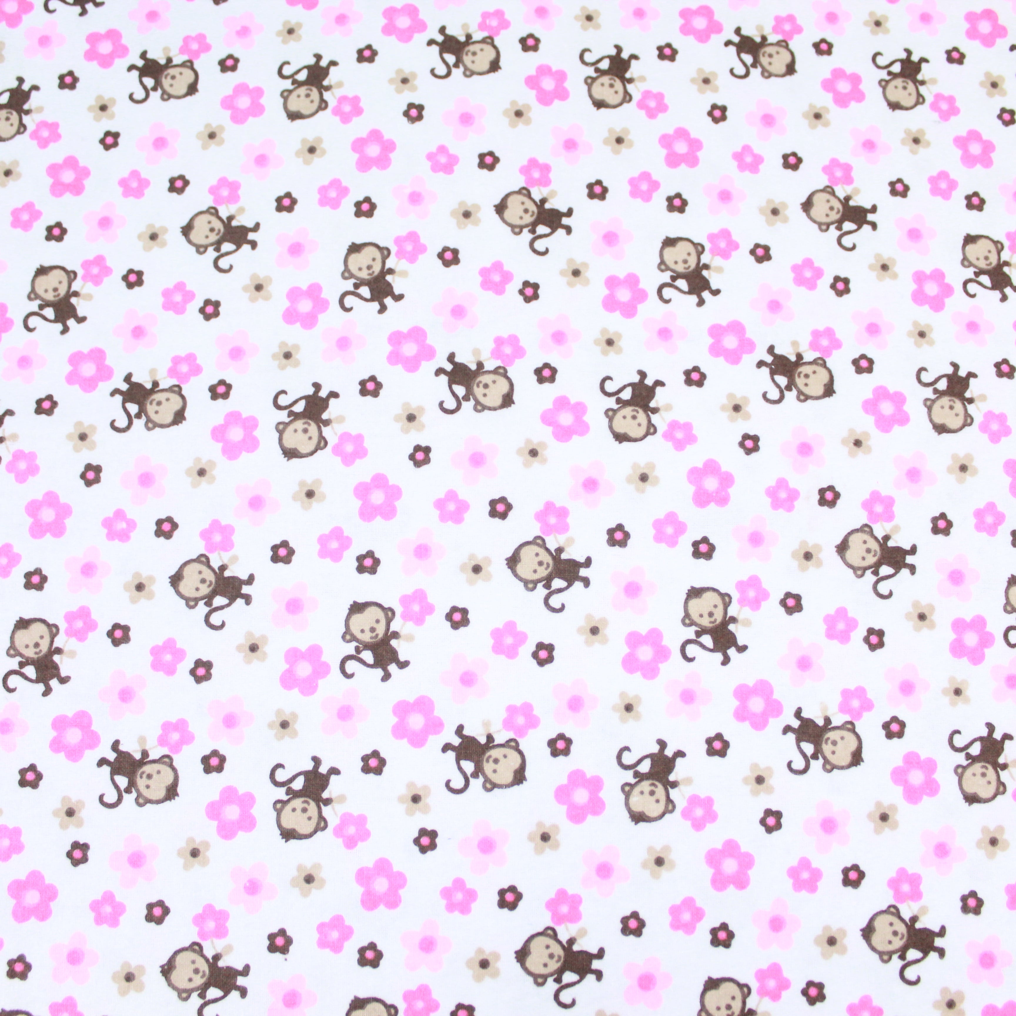 High Quality Brushed Cotton - Friendly Monkey - 60" Wide