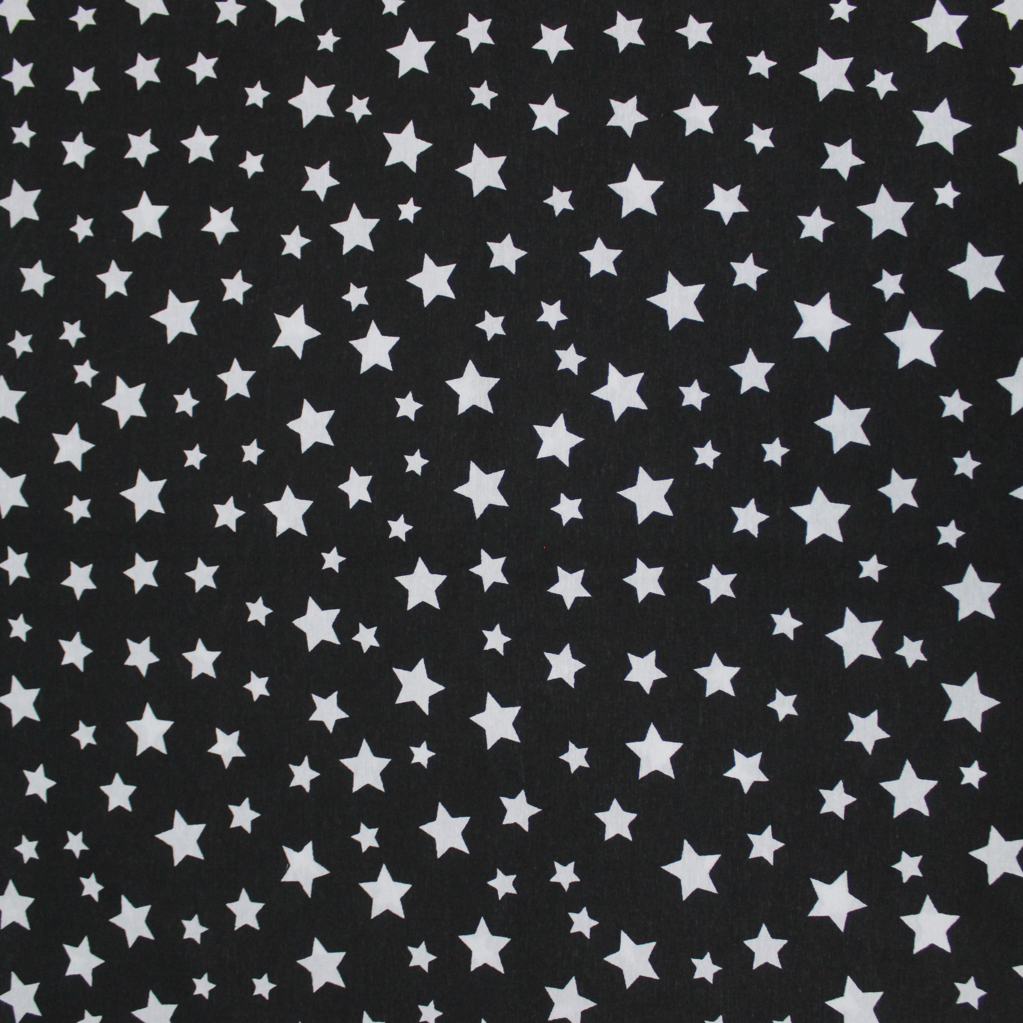 Premium Quality Super Wide Cotton Blend Sheeting "Little White Stars" 94" Wide Black