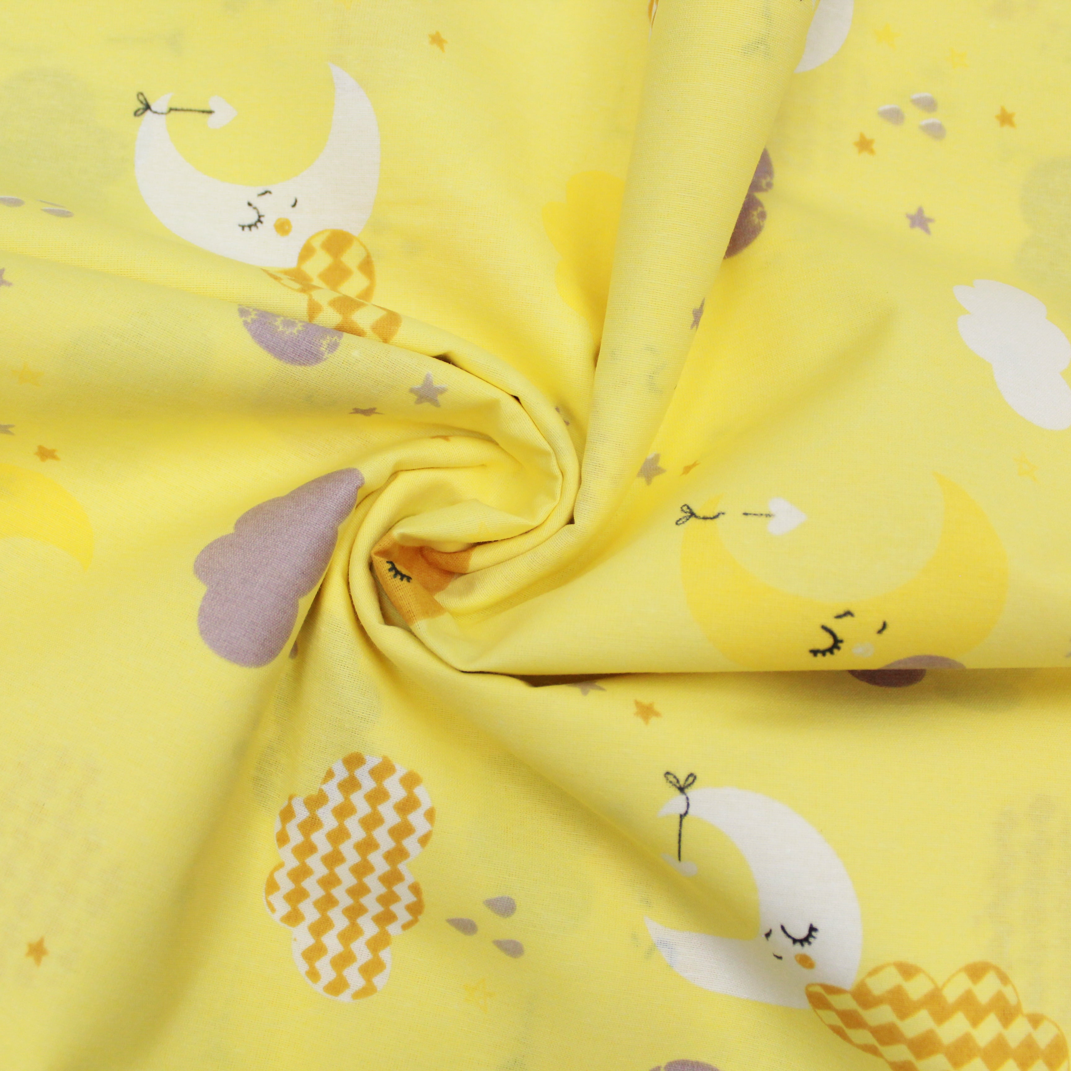 Premium Quality Super Wide Cotton Blend Sheeting "Cloud Moon 94" Wide Yellow
