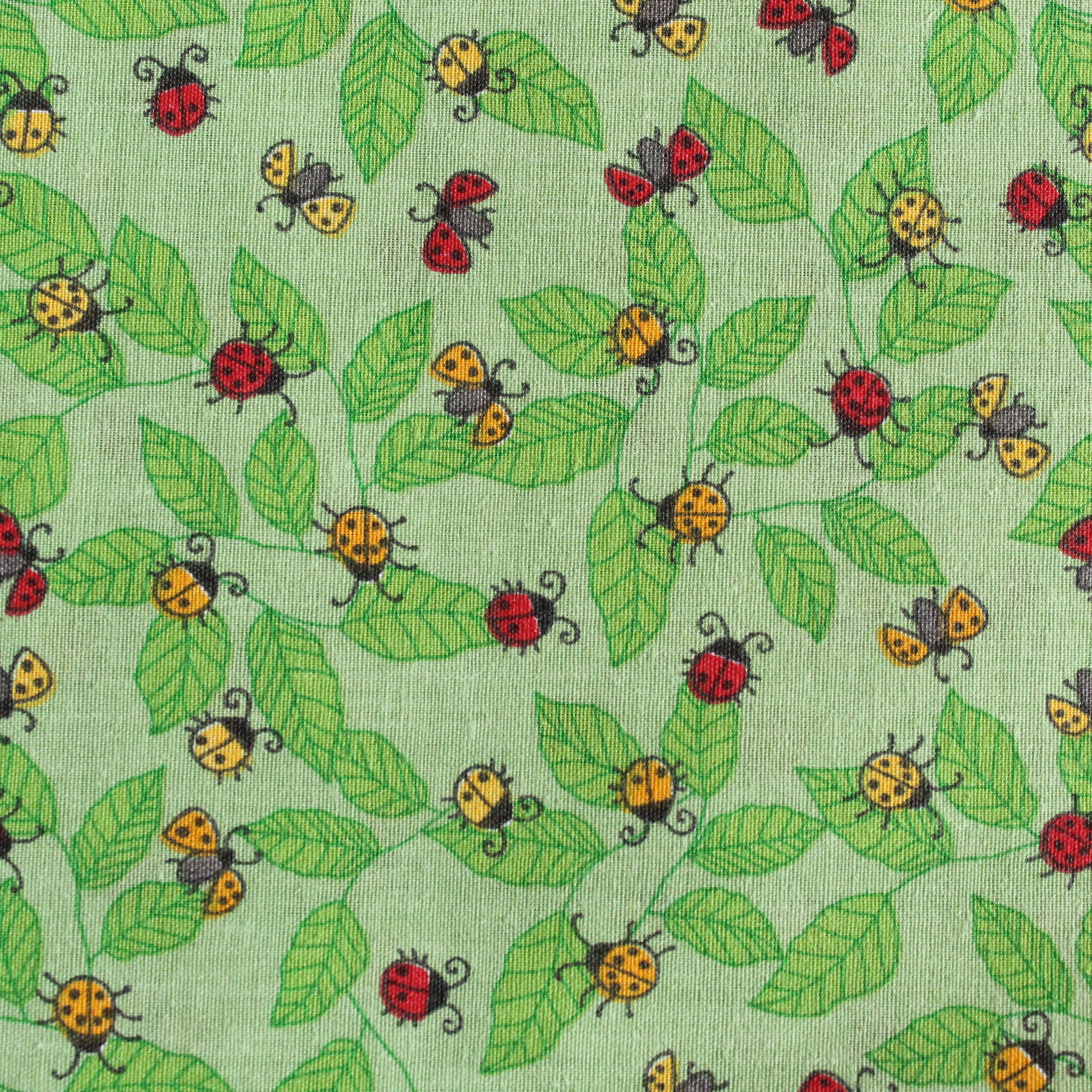 Premium Poly-Cotton "Ladybirds" 44" wide Green