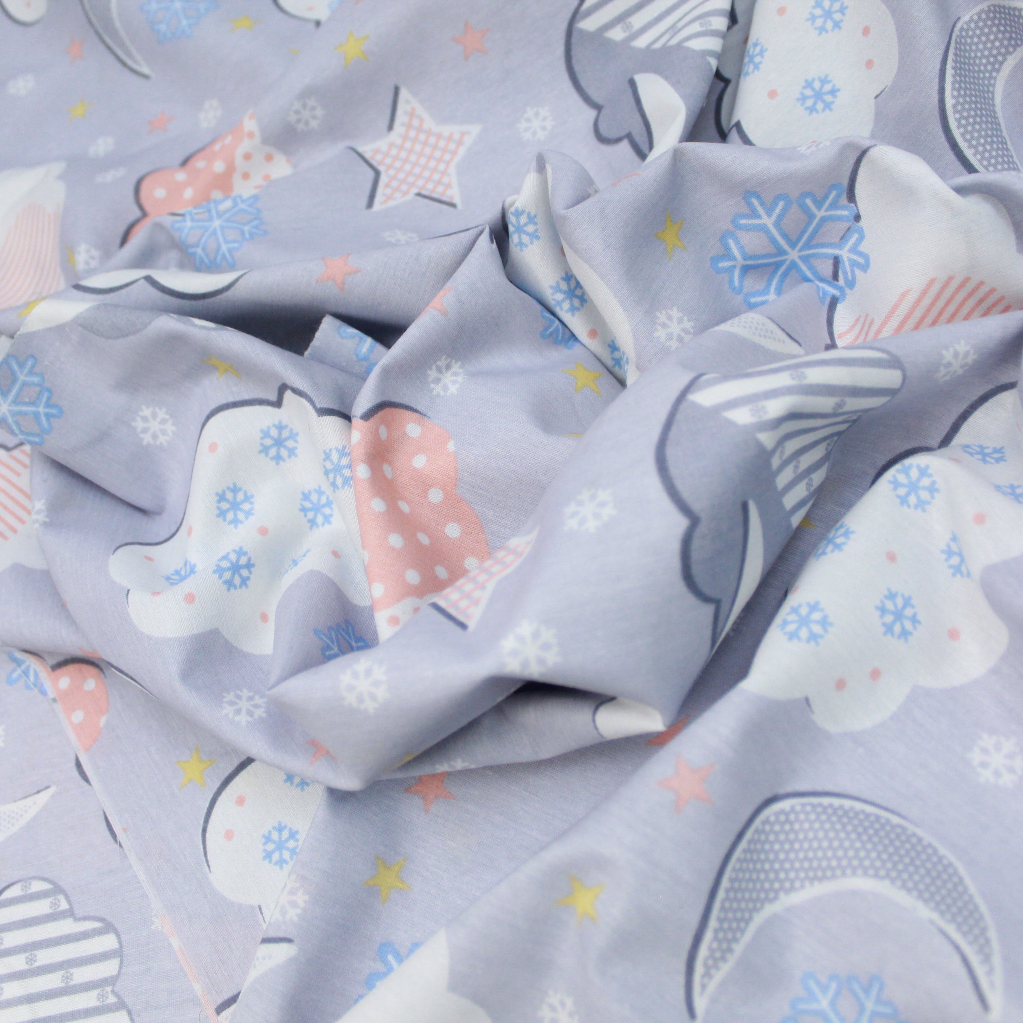 Premium Quality Super Wide Cotton Blend Sheeting “Stars In The Clouds" 94" Wide Light Grey