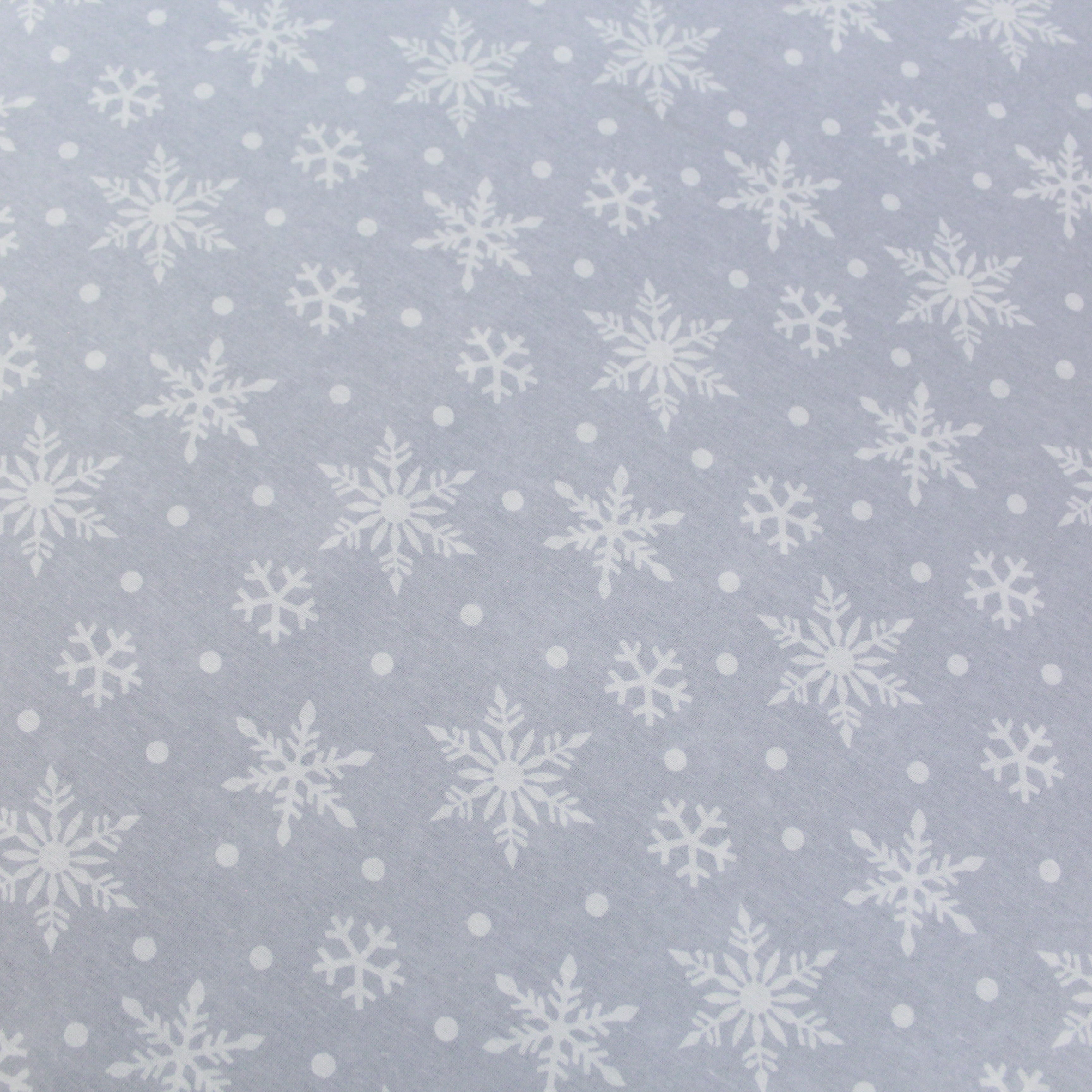 Premium Quality Super Wide Cotton Blend Sheeting "White Snowflake" 94" Wide Light Grey