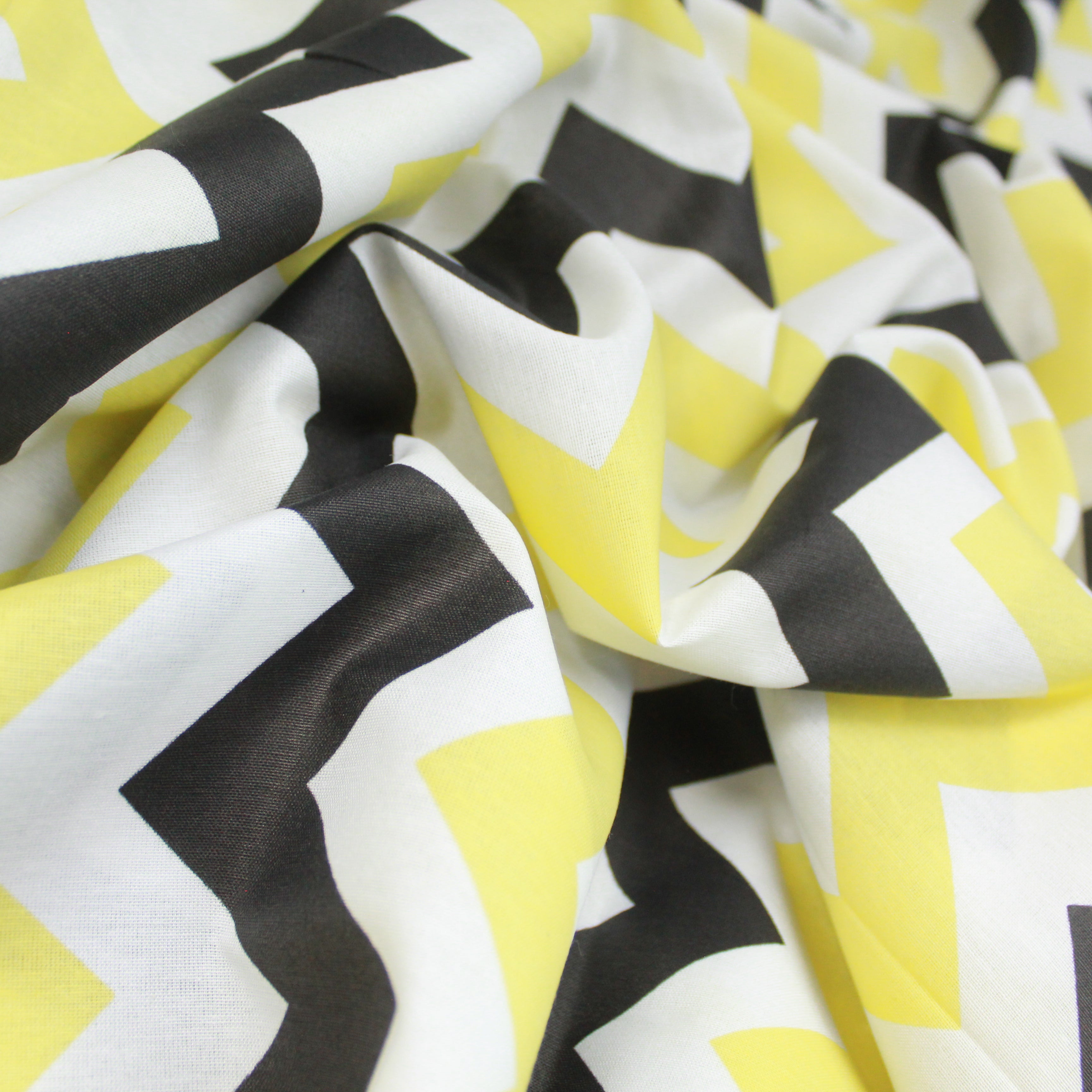 Premium Quality Super Wide Cotton Blend Sheeting "Zig Zag Stripes" 94" Wide Black & Yellow