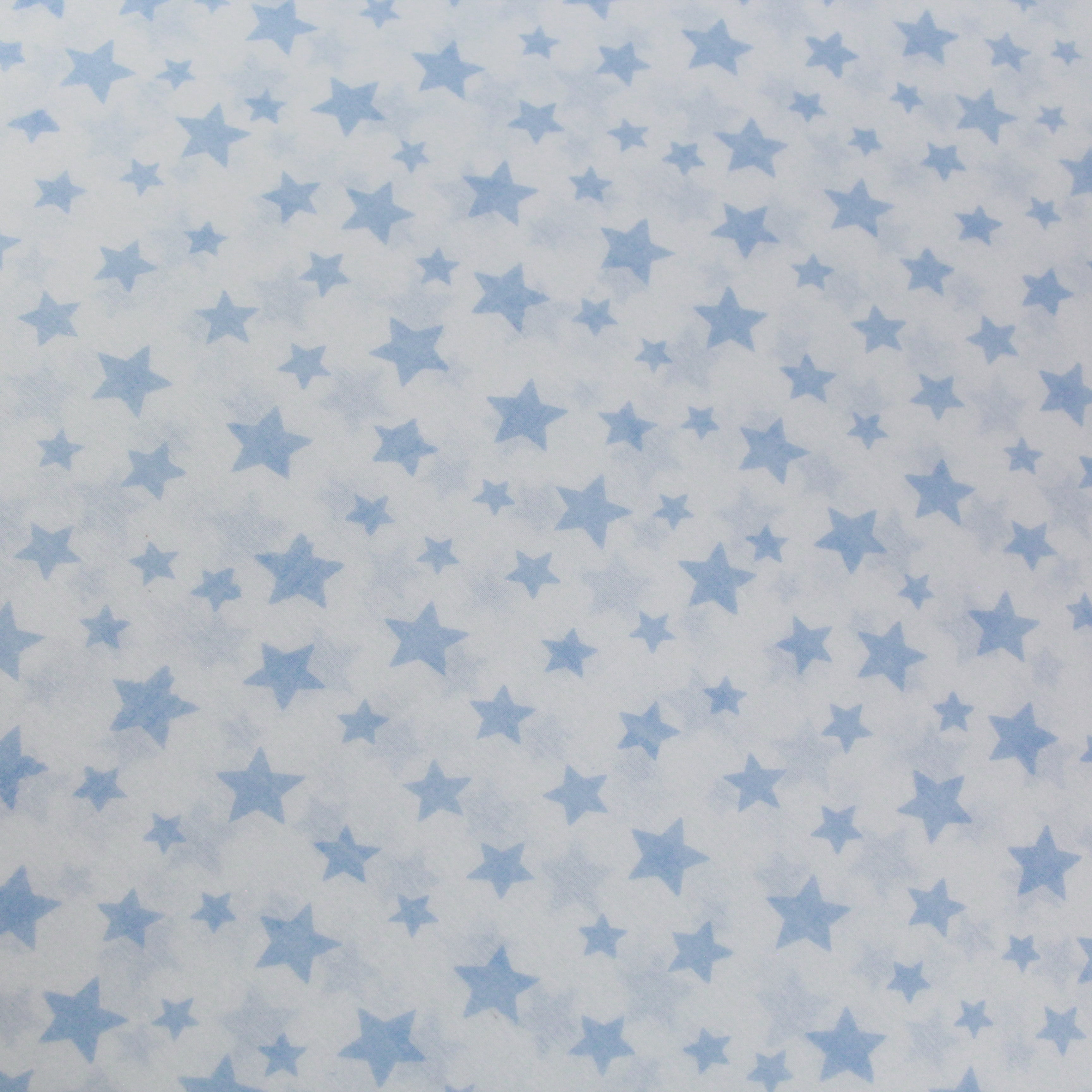 Premium Quality Super Wide Cotton Blend Sheeting "Blue Stars" 94" Wide White