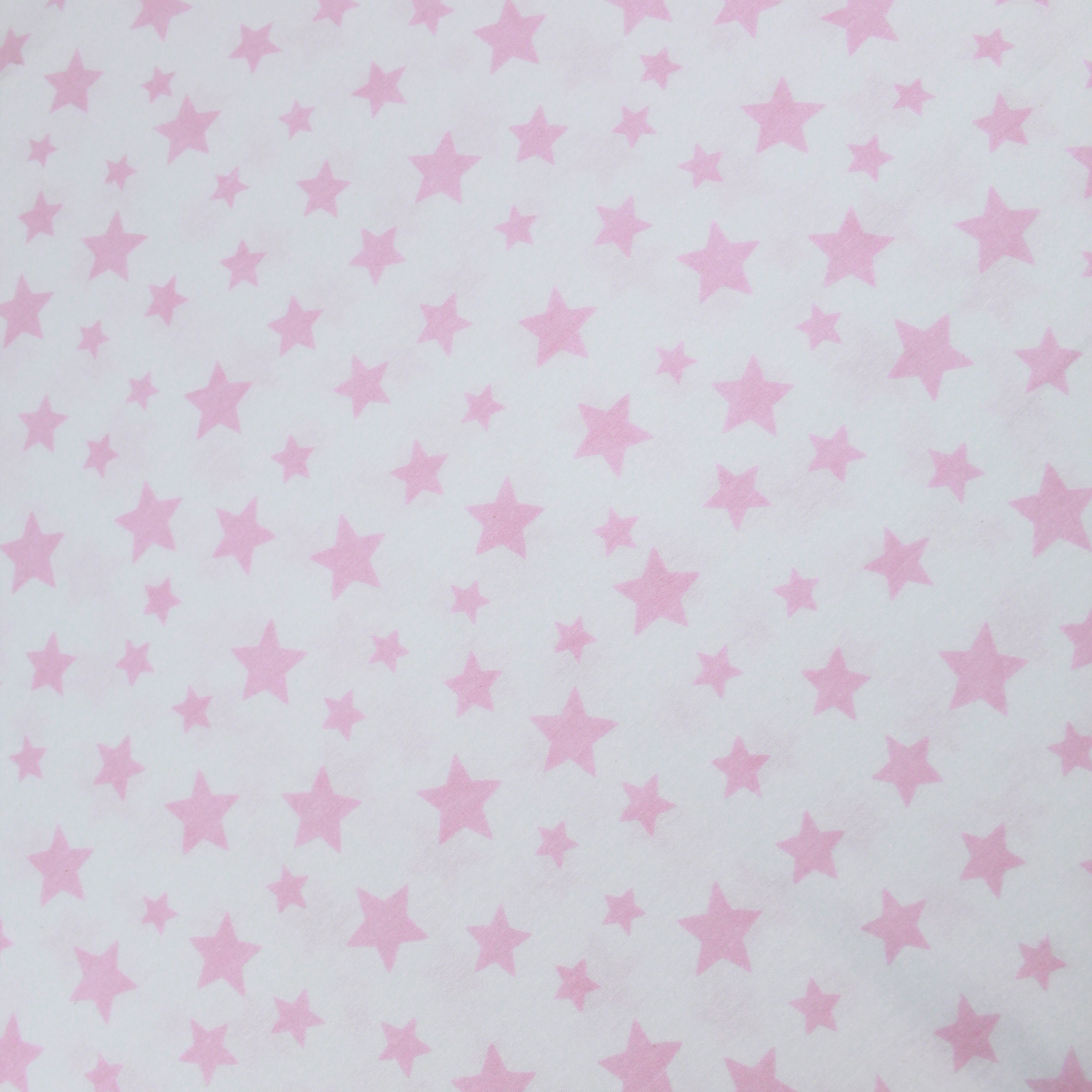 Premium Quality Super Wide Cotton Blend Sheeting "Pink Stars" 94" Wide White