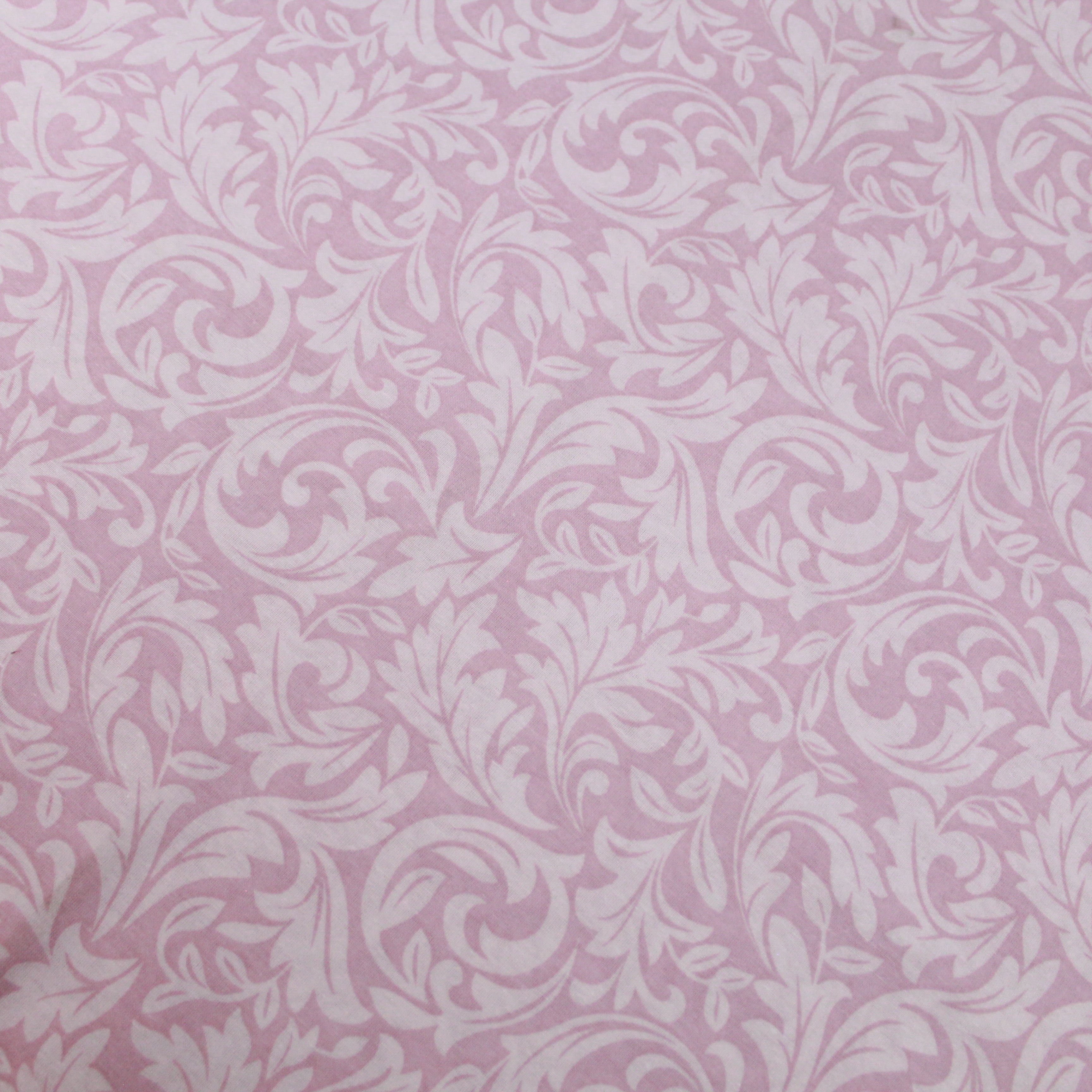 Premium Quality Super Wide Cotton Blend Sheeting "Leaf's" 94" Wide Pink