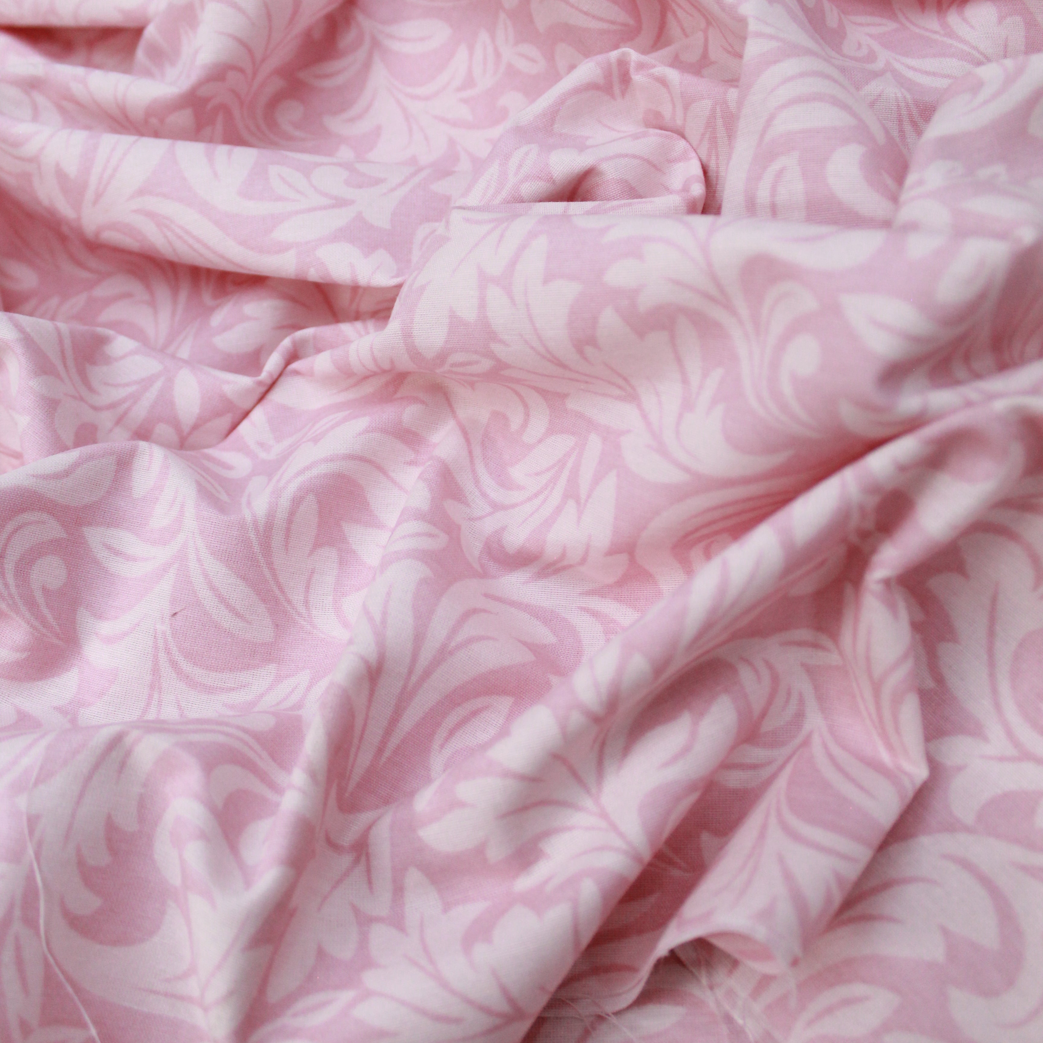 Premium Quality Super Wide Cotton Blend Sheeting "Leaf's" 94" Wide Pink