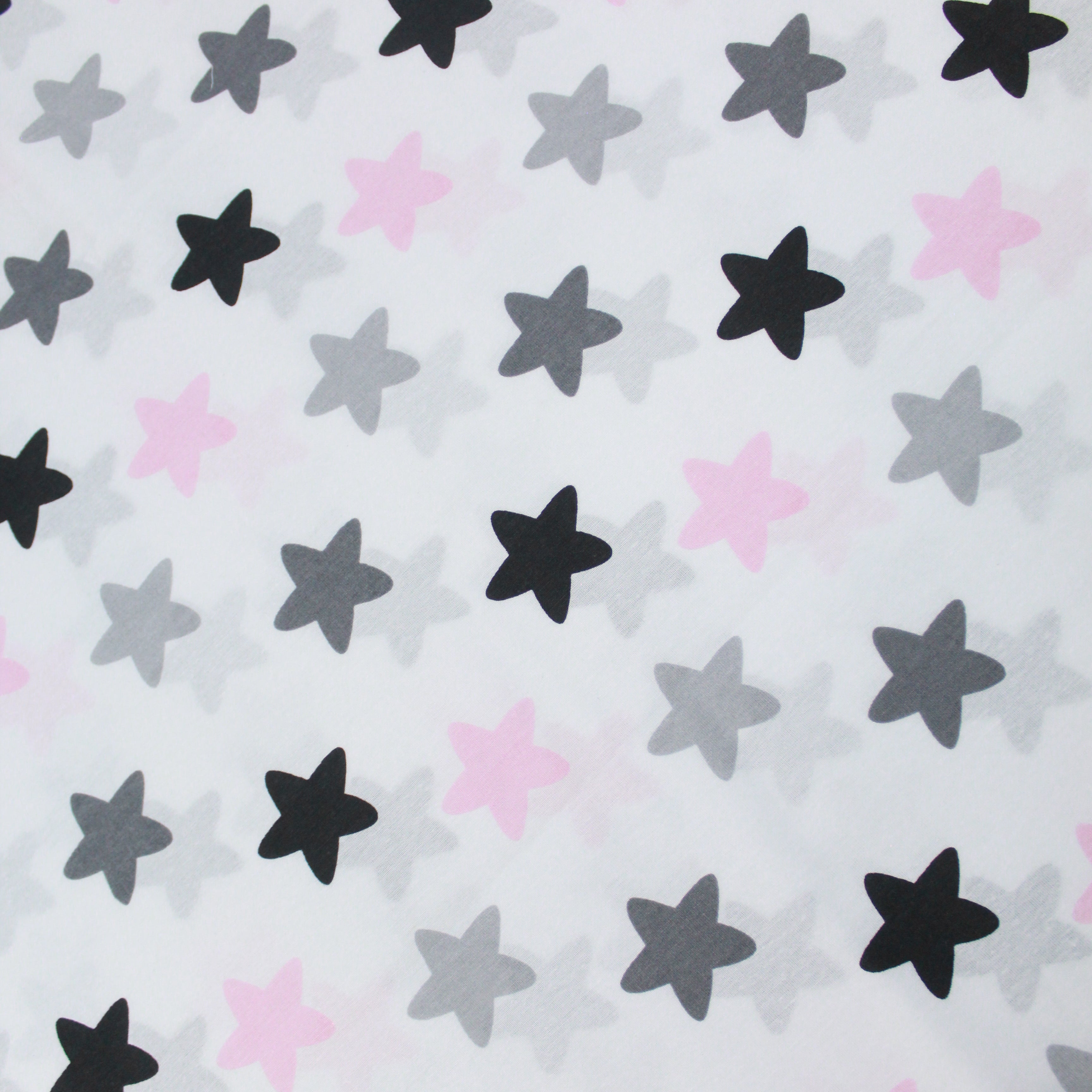 Premium Quality Super Wide Cotton Blend Sheeting "Bold Funky Stars" 94" Wide White