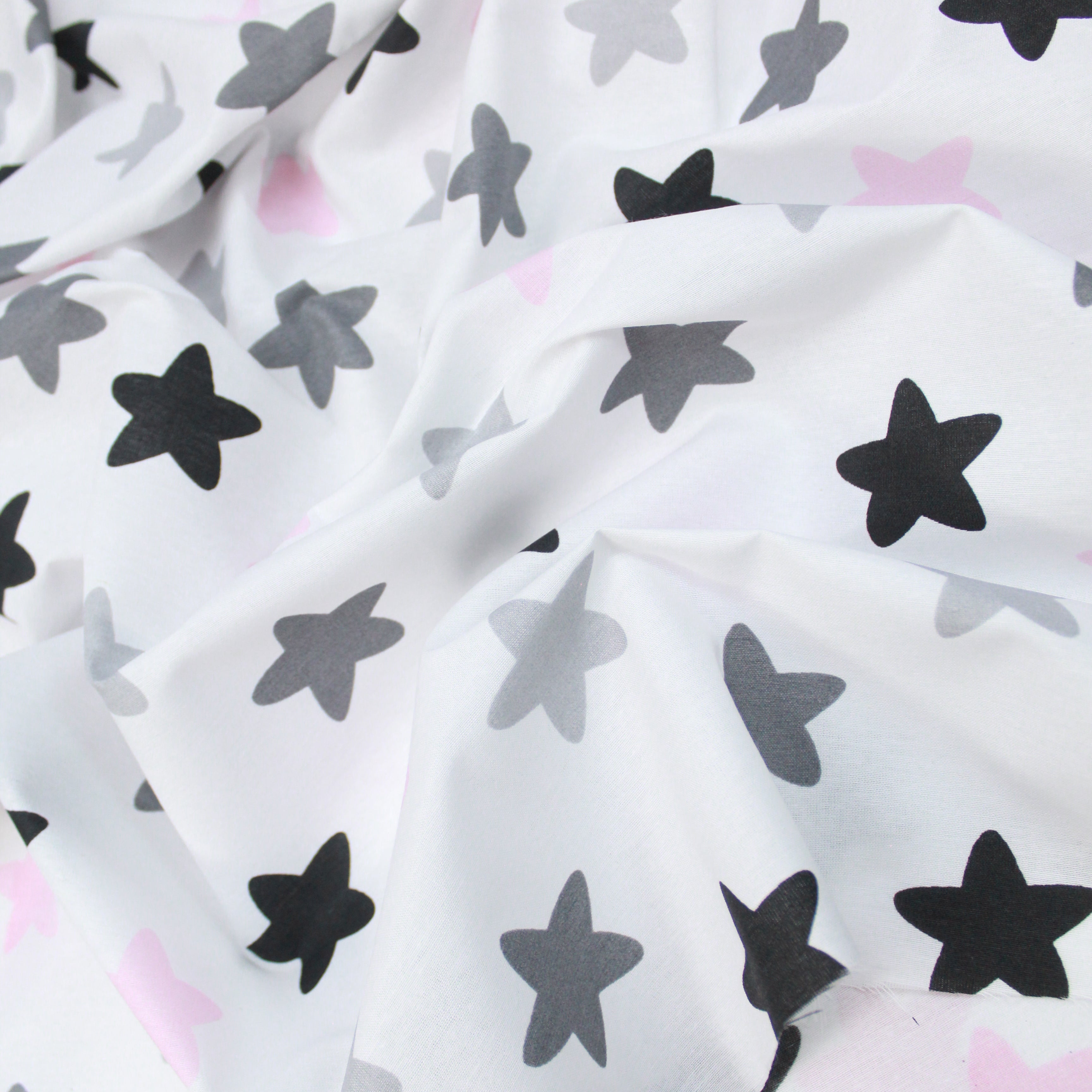 Premium Quality Super Wide Cotton Blend Sheeting "Bold Funky Stars" 94" Wide White