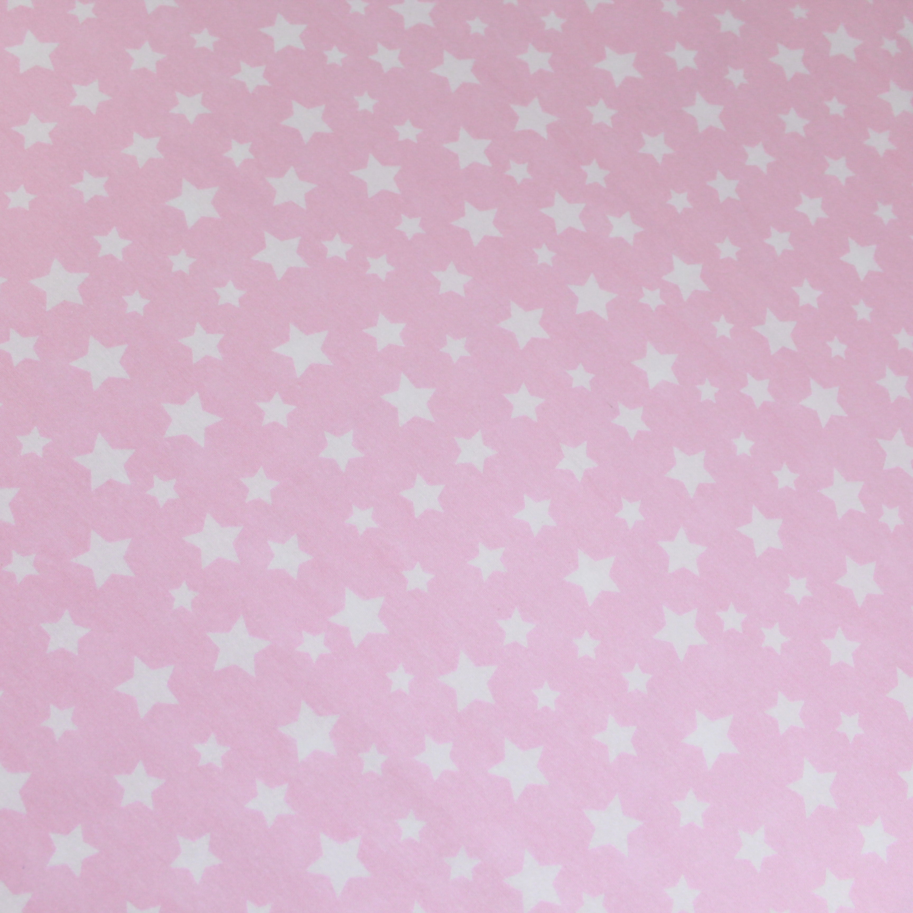 Premium Quality Super Wide Cotton Blend Sheeting "Little White Stars" 94" Wide Pink