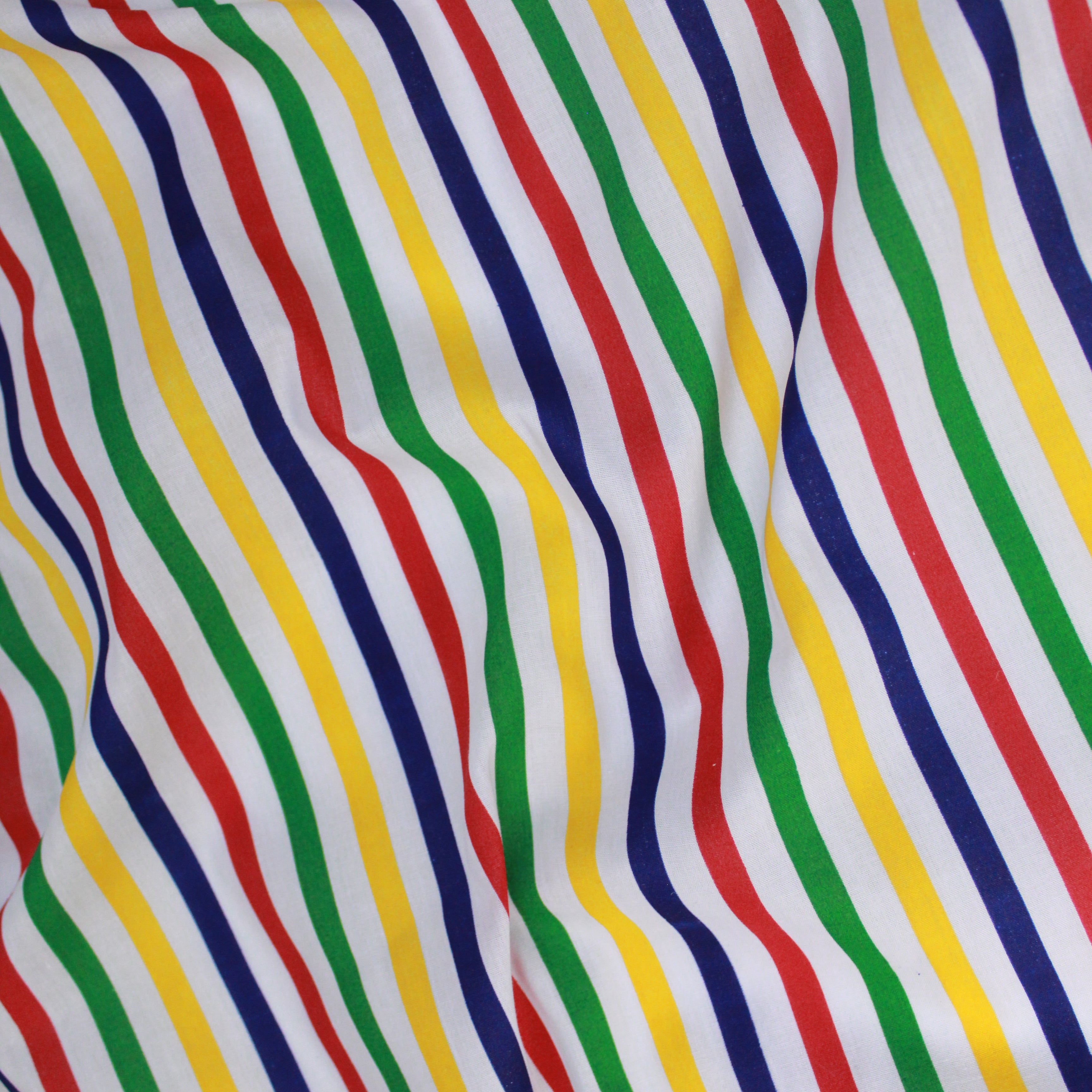 Per Metre, Top Quality Poly-Cotton "Coloured Stripes" 44" wide