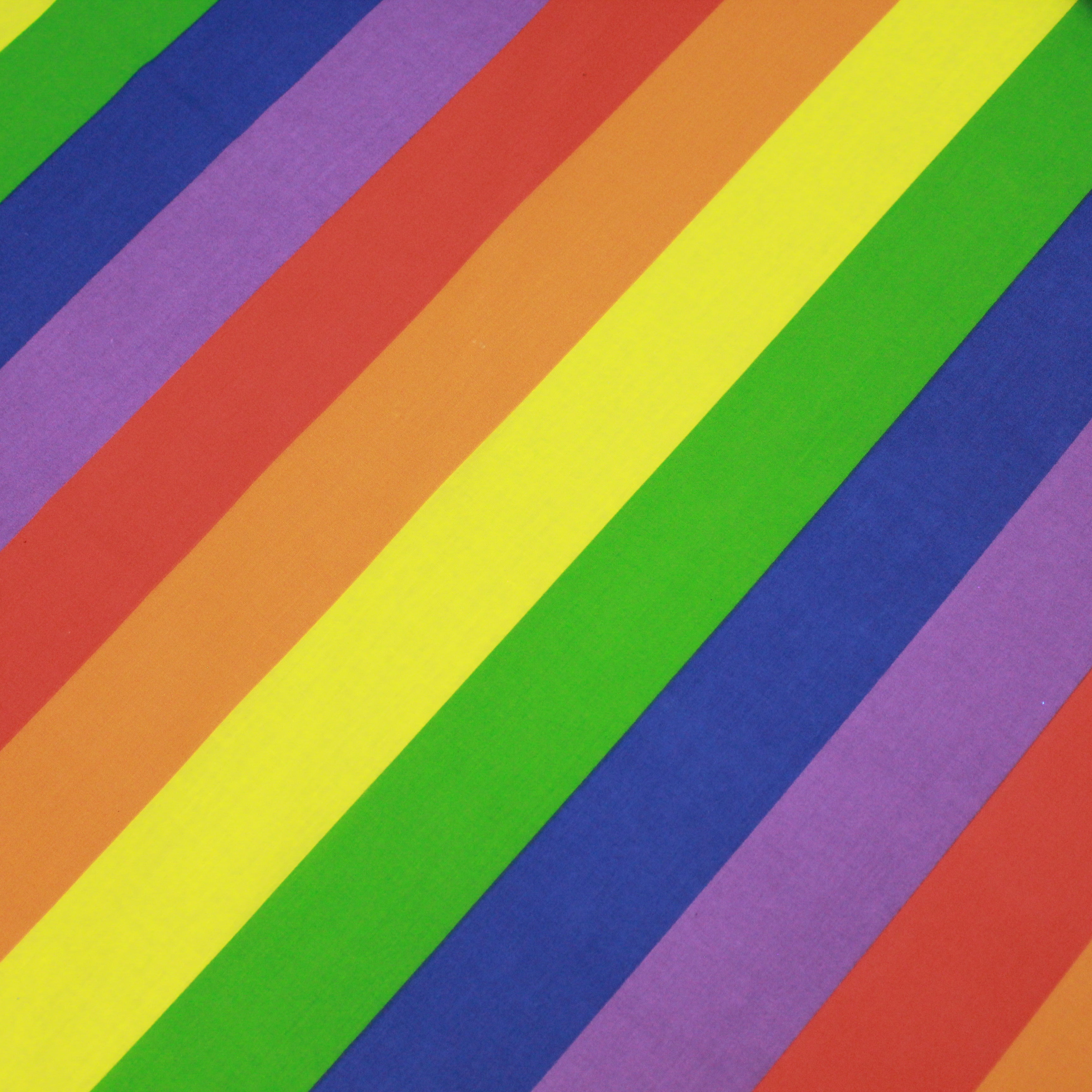 Per Metre, Top Quality Poly-Cotton "Large Rainbow Stripes" 44" wide