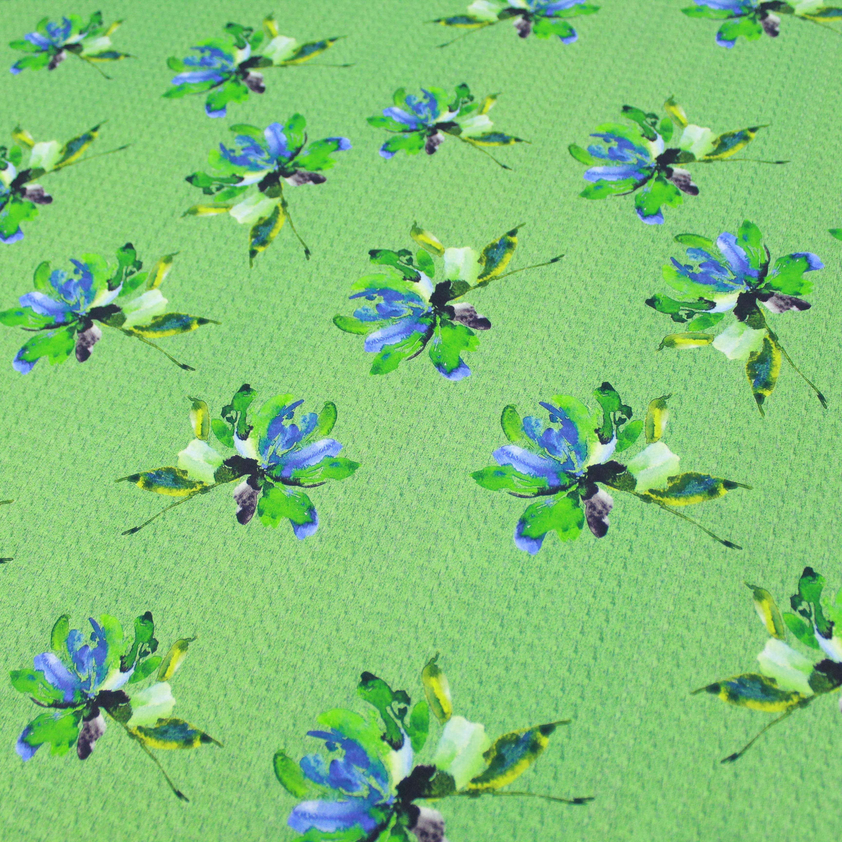 3 Metre Luxury Breathable Dressmaking Floral Cotton Lawn - 60" Green