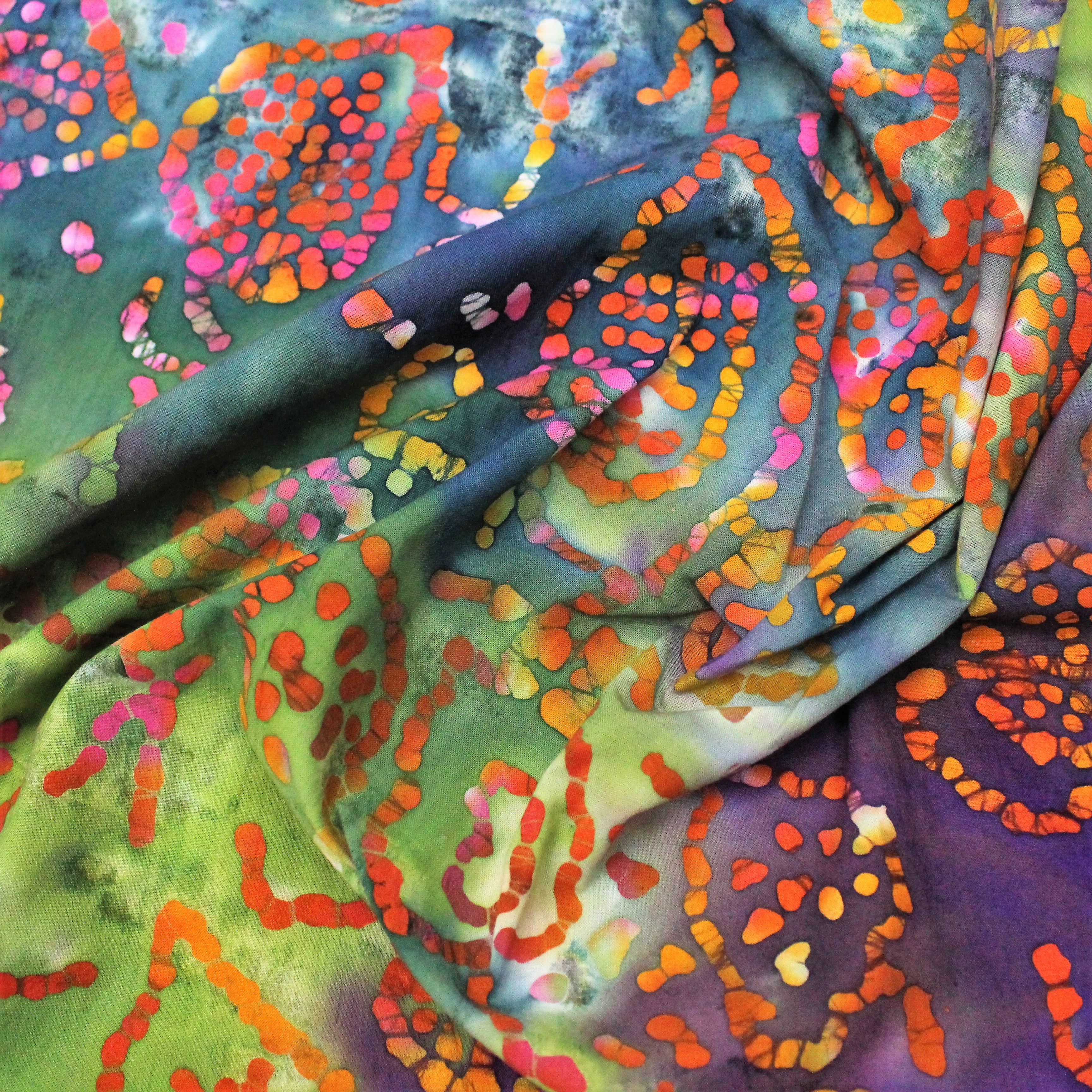 100% Cotton Hand-Dyed Batik Autumn Leaves 110cm Wide