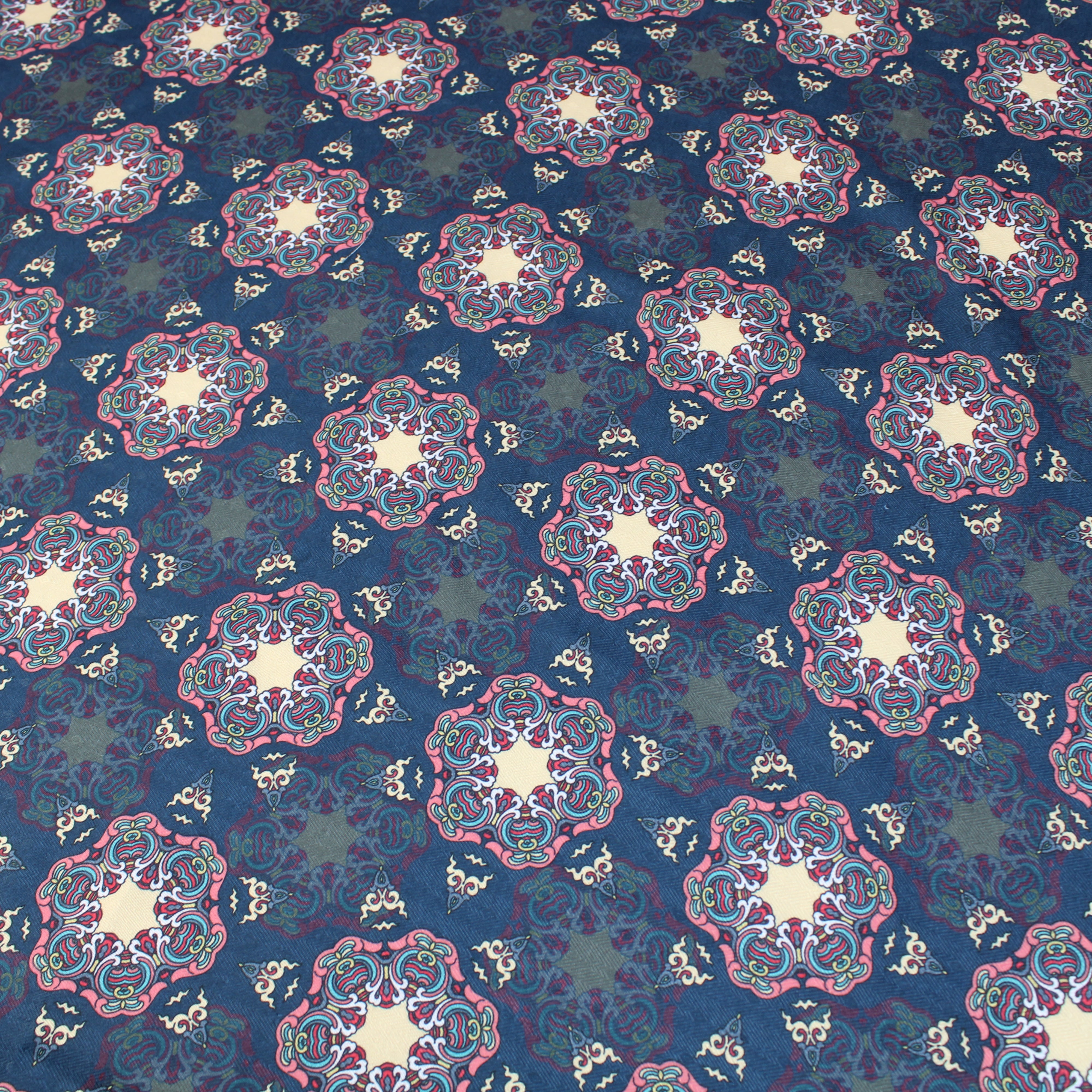 3 Metres Super Soft Printed Cashmere Effect Floral Fabric  - 45" Wide Magnetic Blue