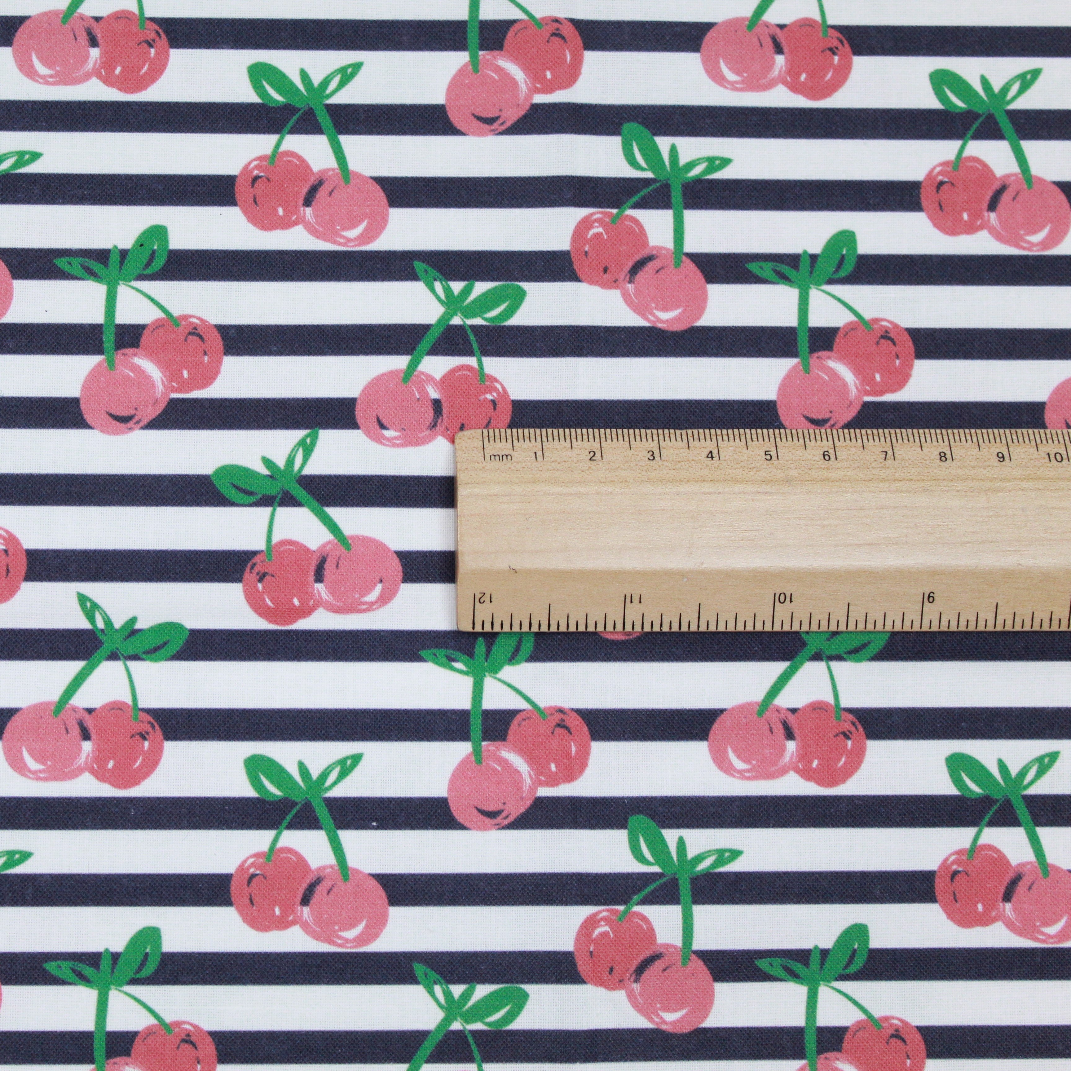 100% Cotton - Cherry Stripes- 145cm Wide