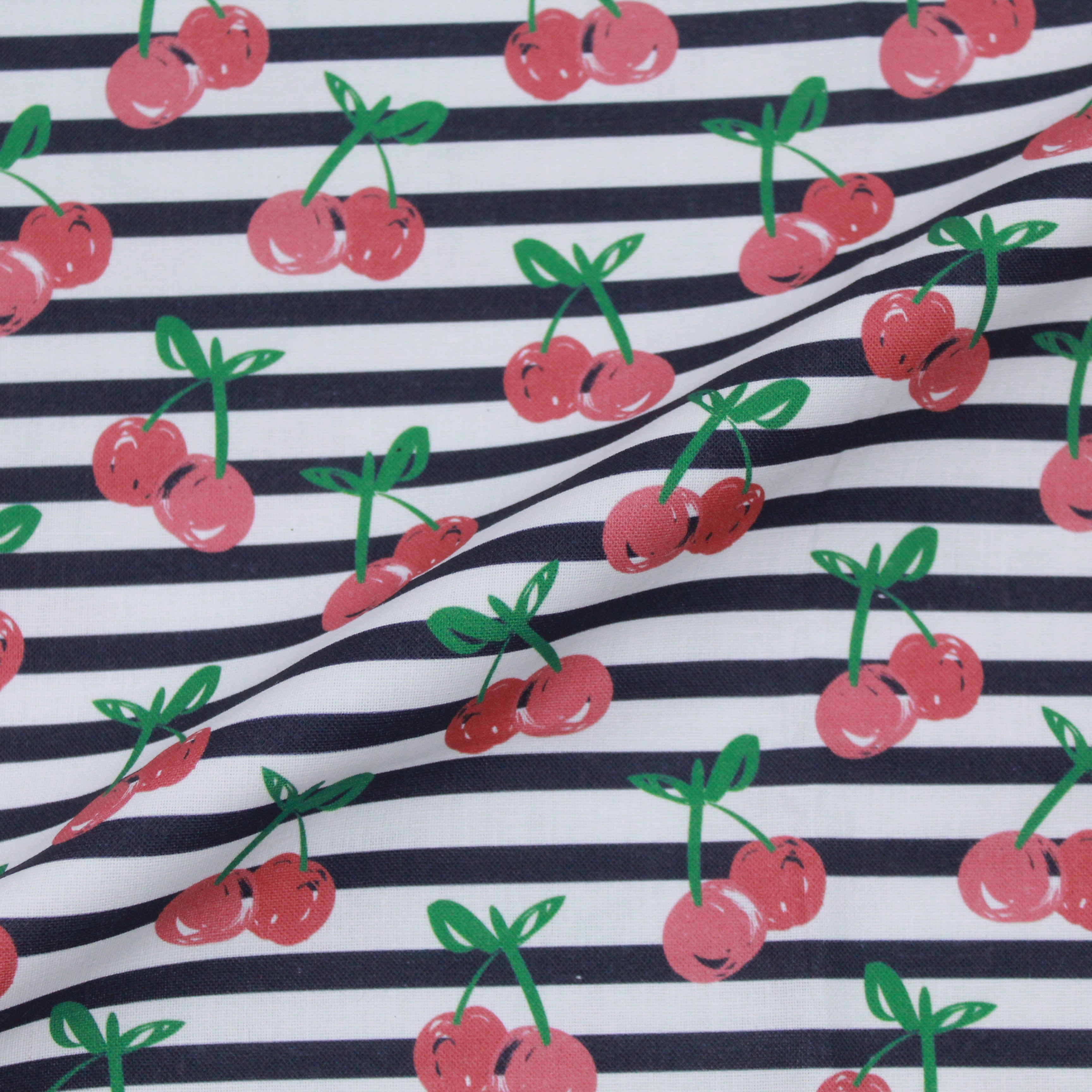 100% Cotton - Cherry Stripes- 145cm Wide