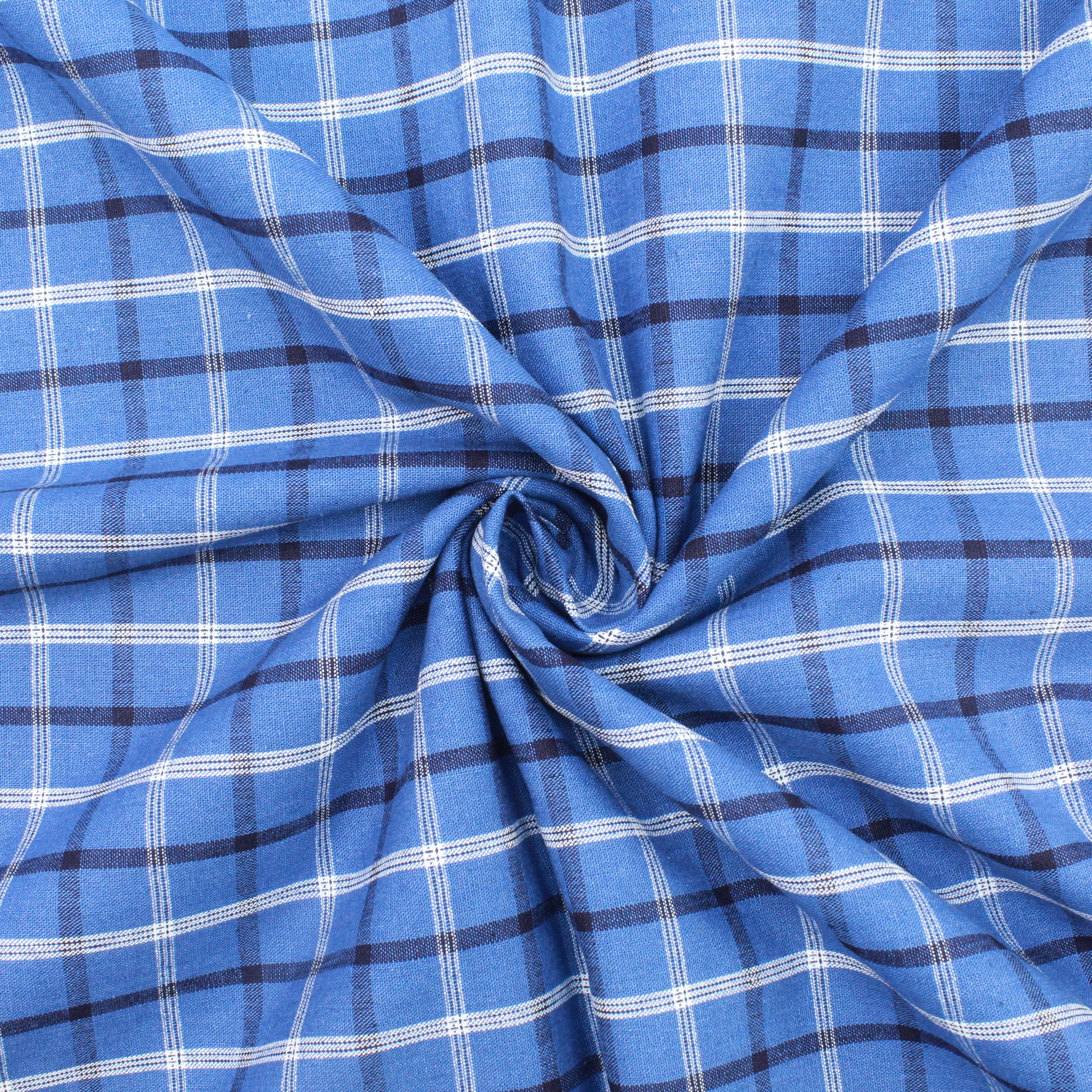 3FOR12 Premium Quality, Fashion Chequered Linen 54" Wide Blue