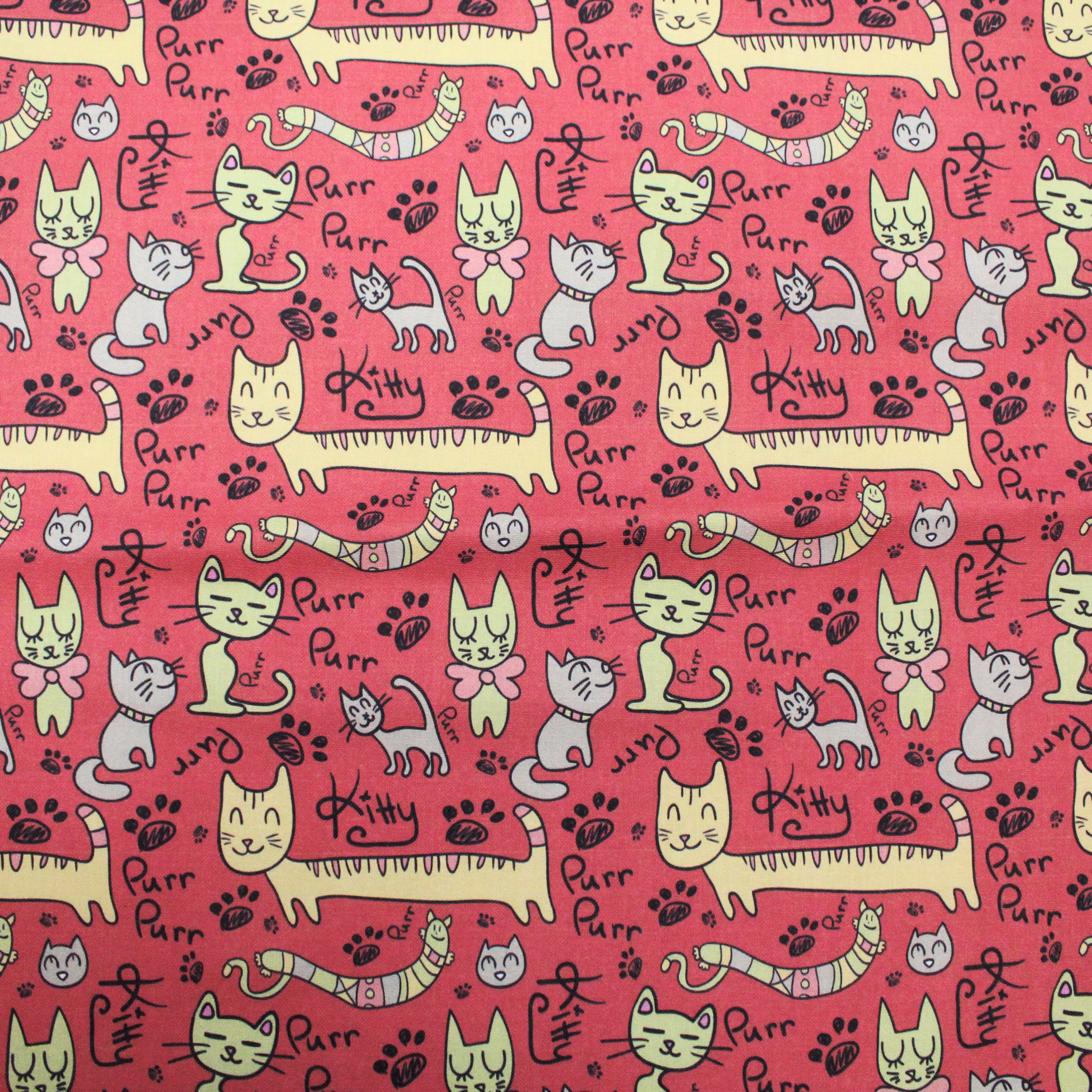 100% Cotton- Kitty Bows - 145cm Wide