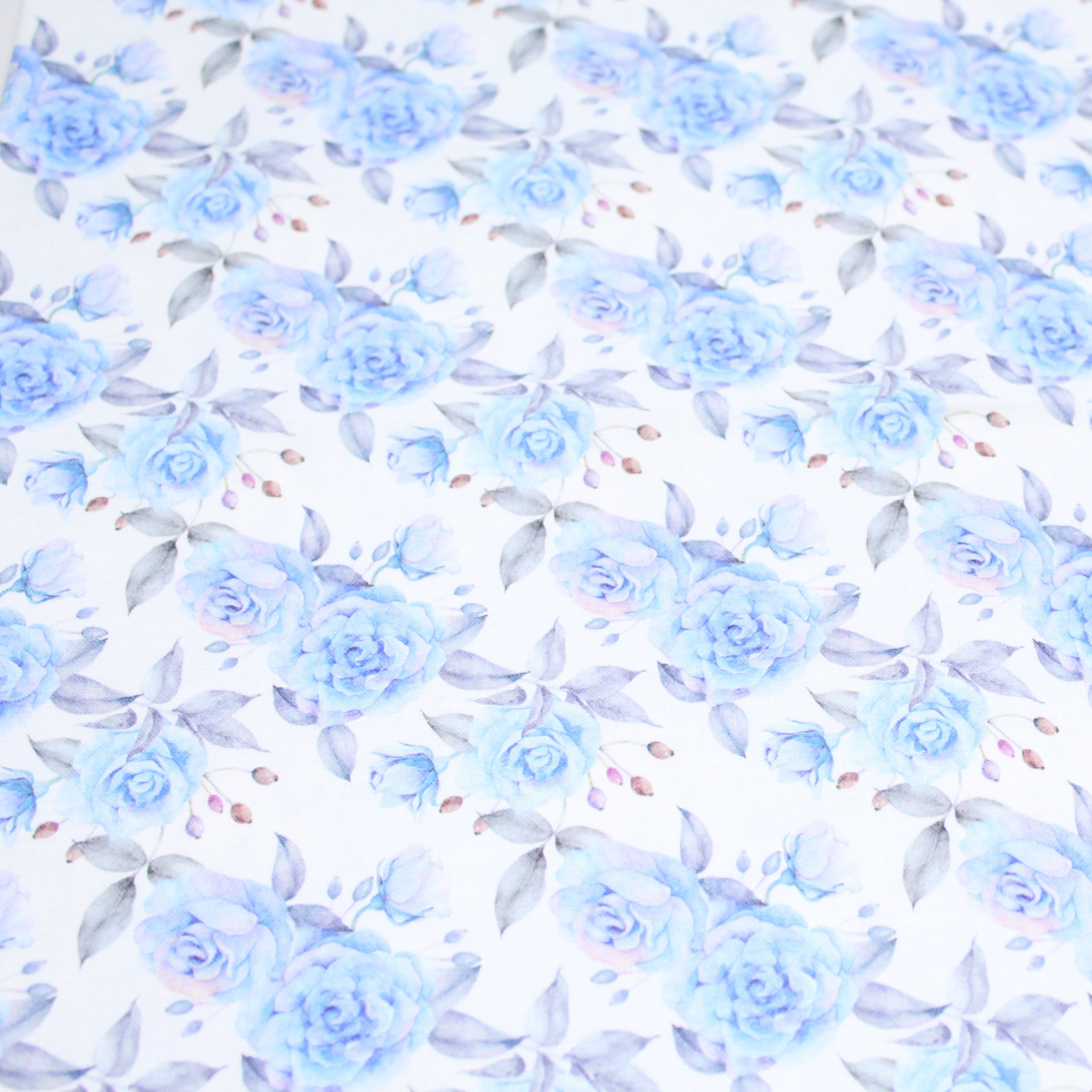 100% Cotton - Blue Roses- 145cm Wide