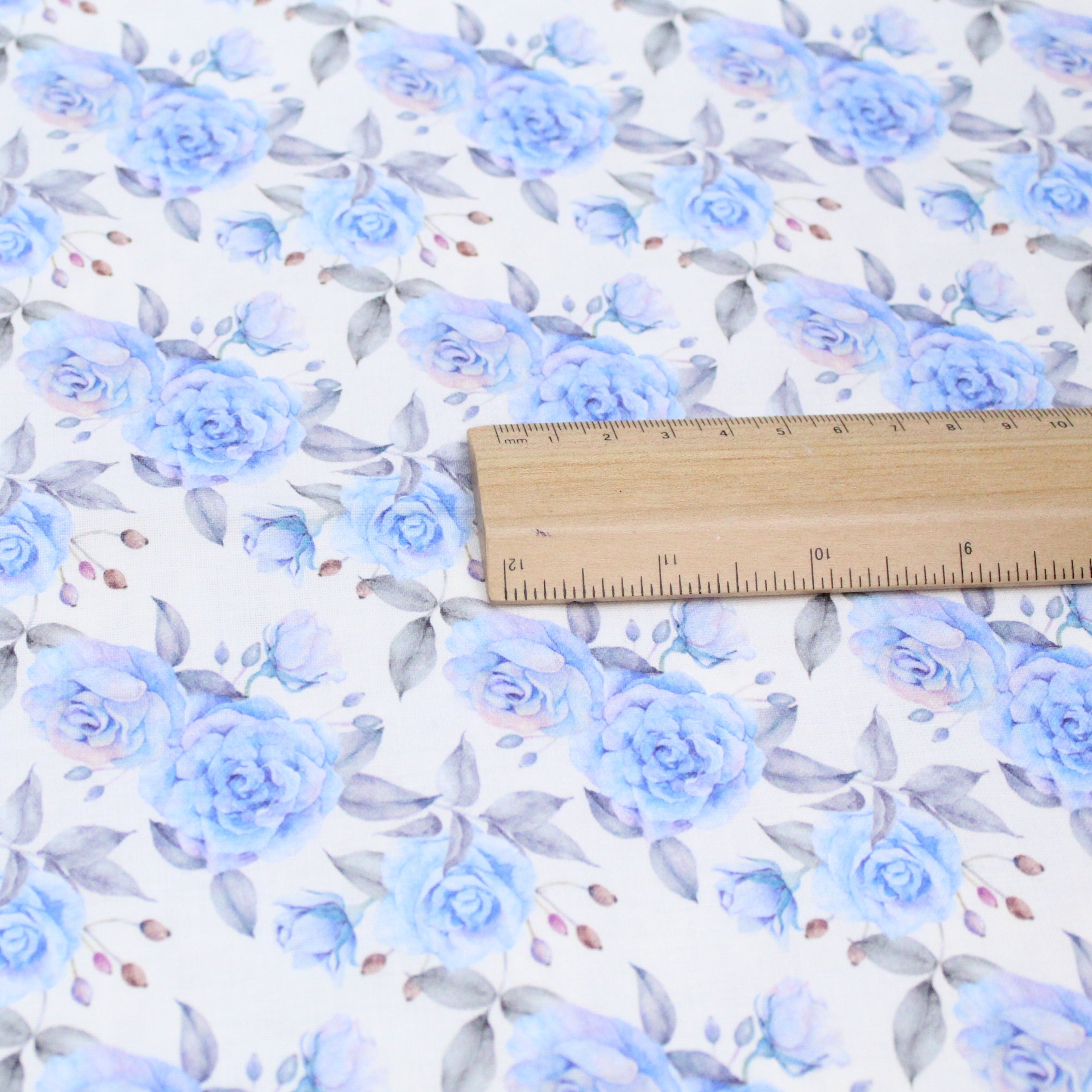 100% Cotton - Blue Roses- 145cm Wide