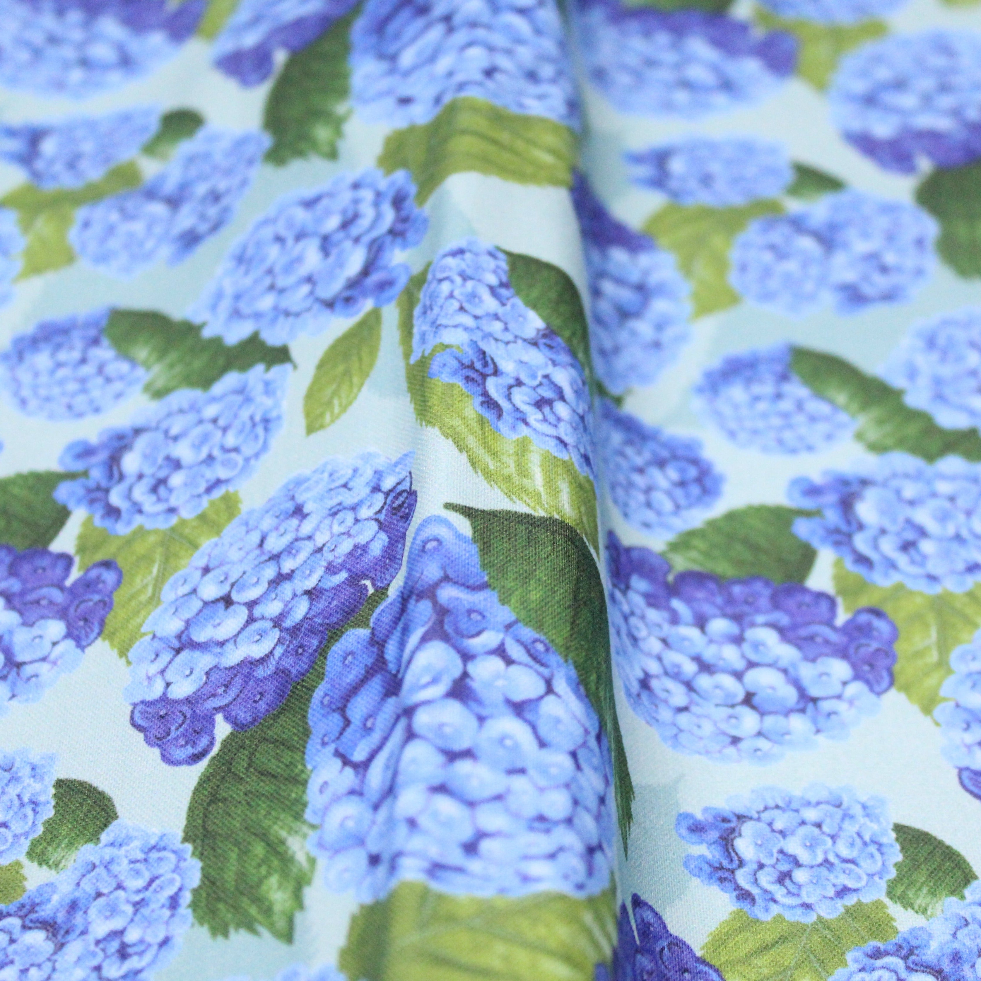 100% Cotton - Blue Hydrangea  - 145cm Wide