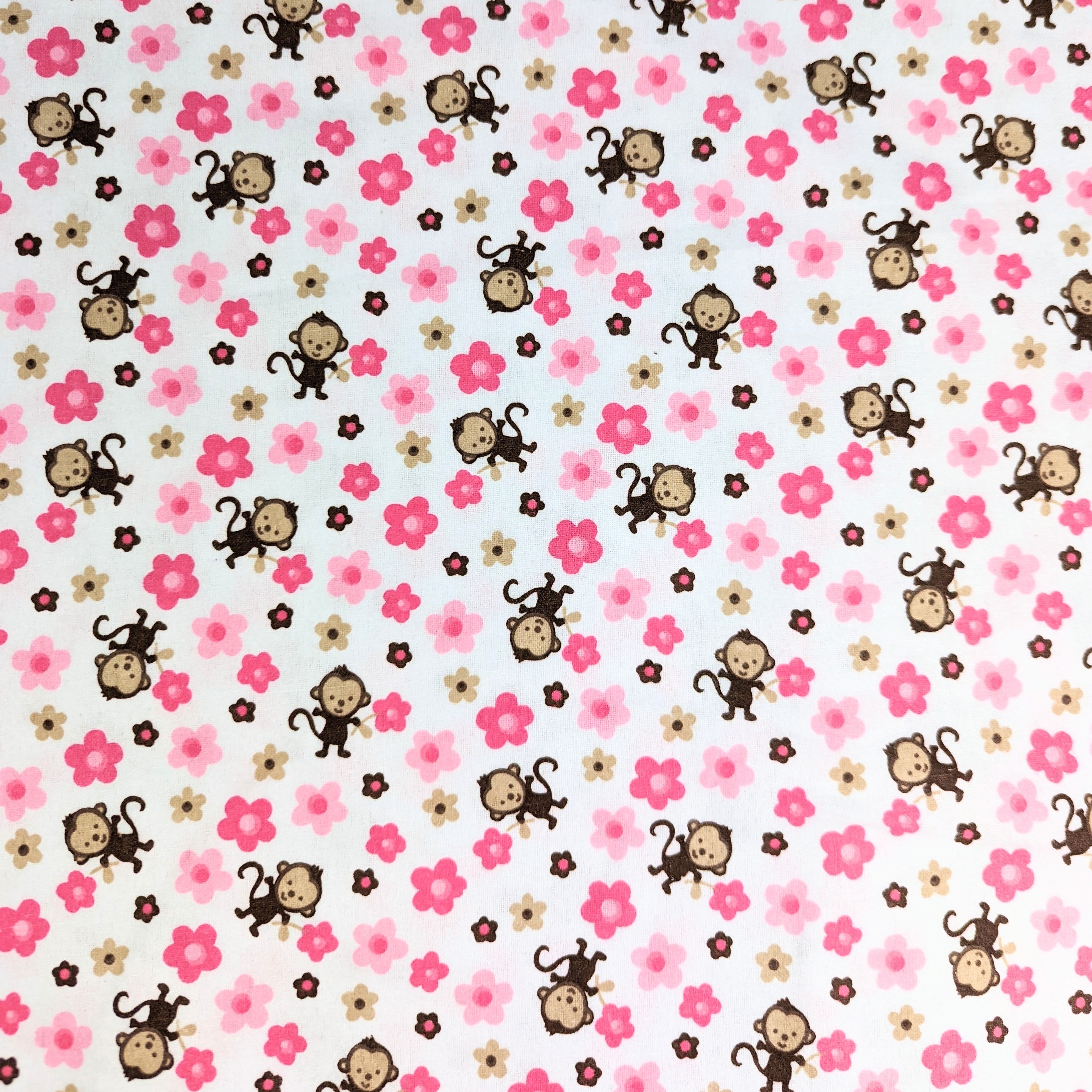 3 Metres Brushed Cotton Blend Fabric- Monkeys 55" Wide