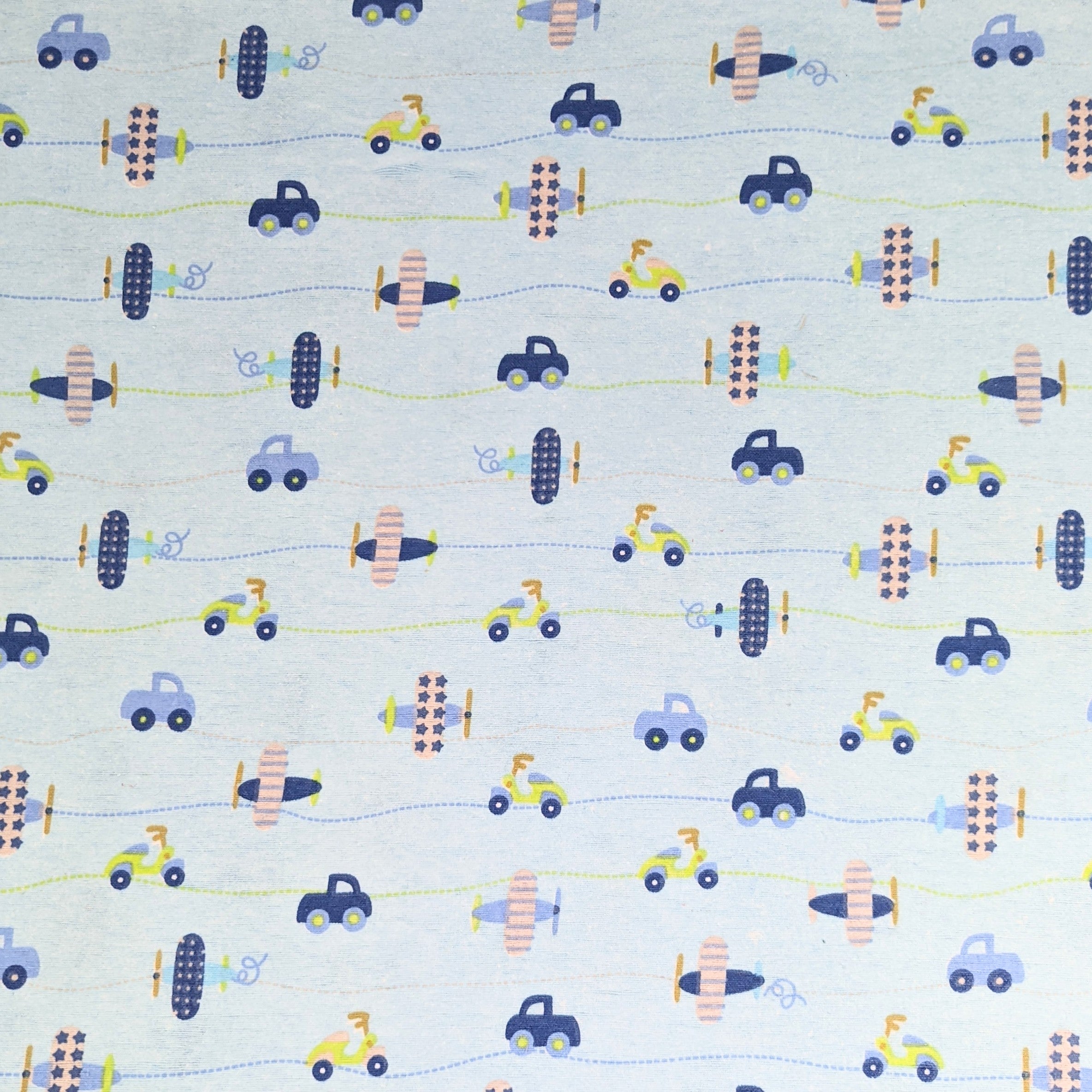 3 Metres Brushed Cotton Blend Fabric- Vehicles 55" Wide