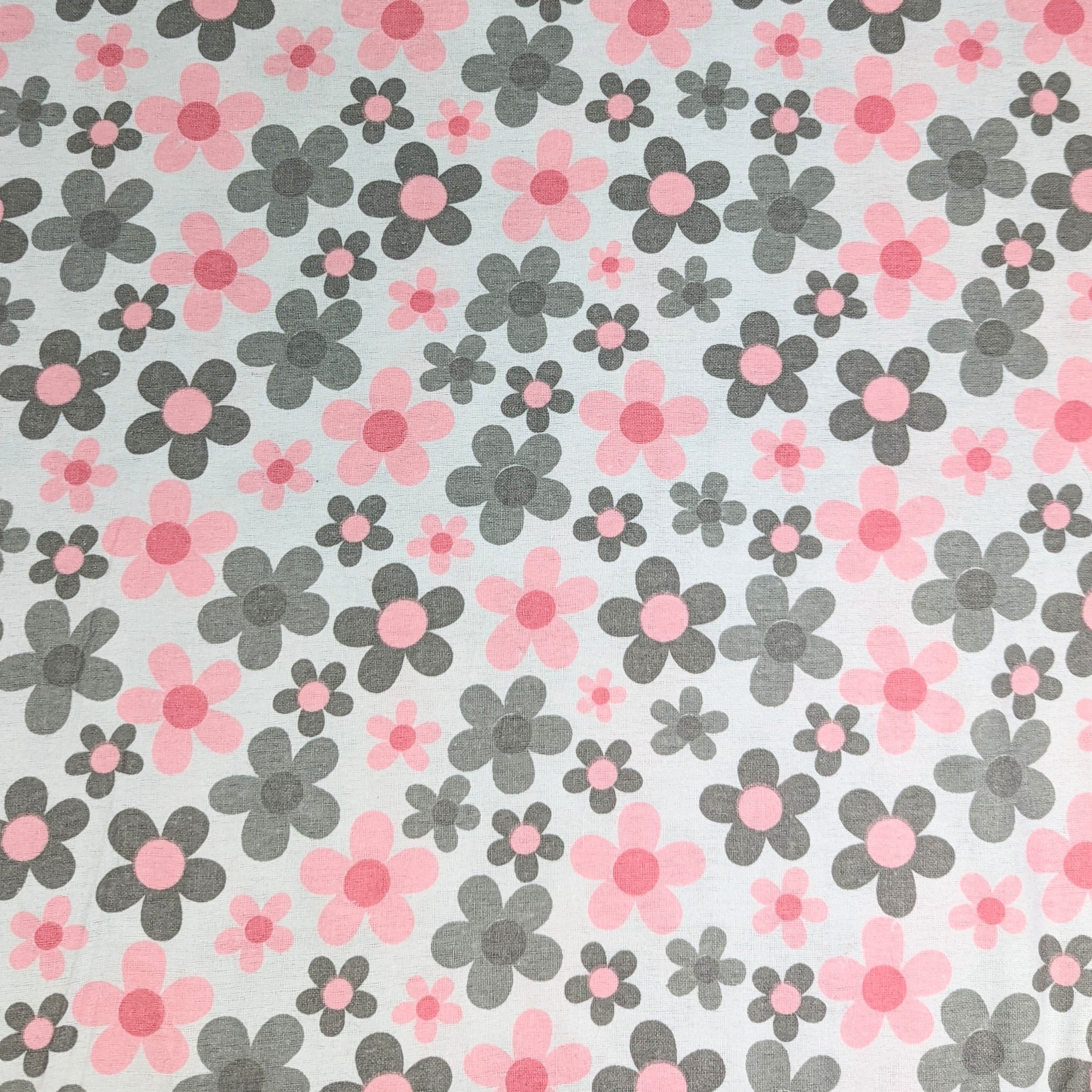 3 Metres Brushed Cotton Blend Fabric- Flower Power 55" Wide