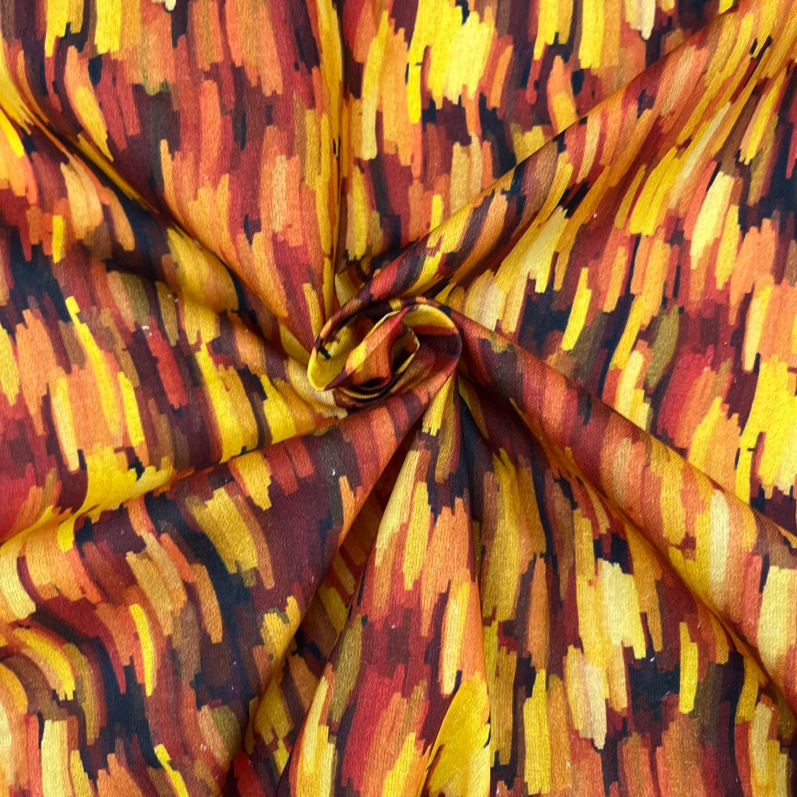Digital Print 100% Cotton, Artist Collection, 'Strokes-Caramel', 44" Wide - Printed Cottons