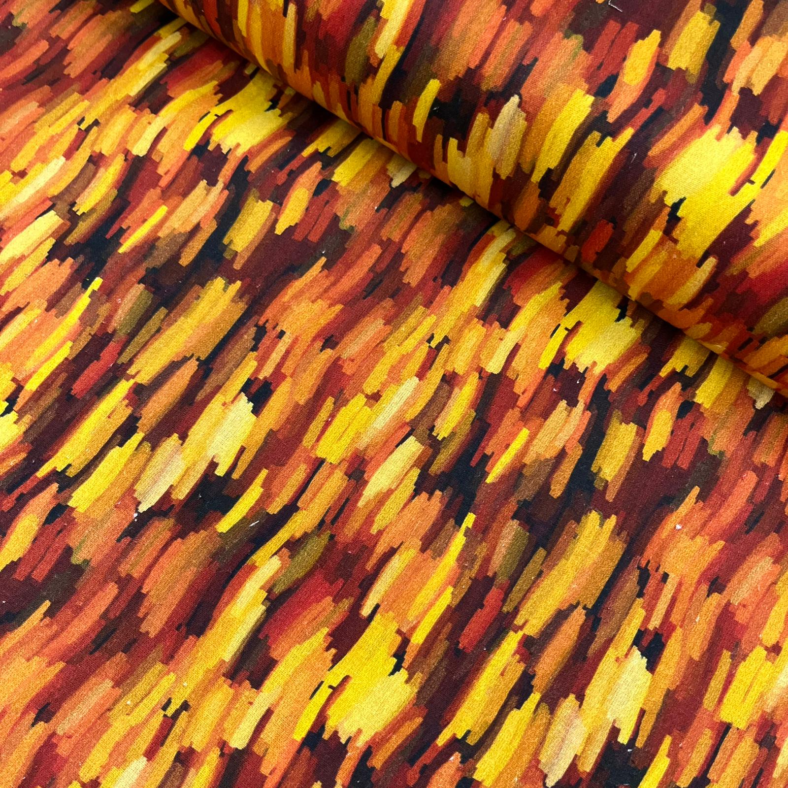 Digital Print 100% Cotton, Artist Collection, 'Strokes-Caramel', 44" Wide - Printed Cottons