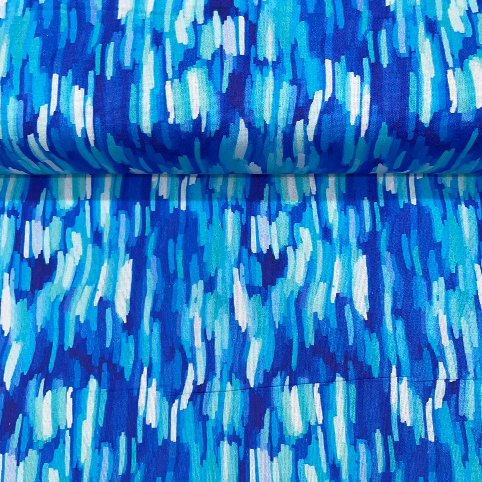 Digital Print 100% Cotton, Artist Collection, 'Strokes-Ocean Breeze', 44" Wide - Printed Cottons