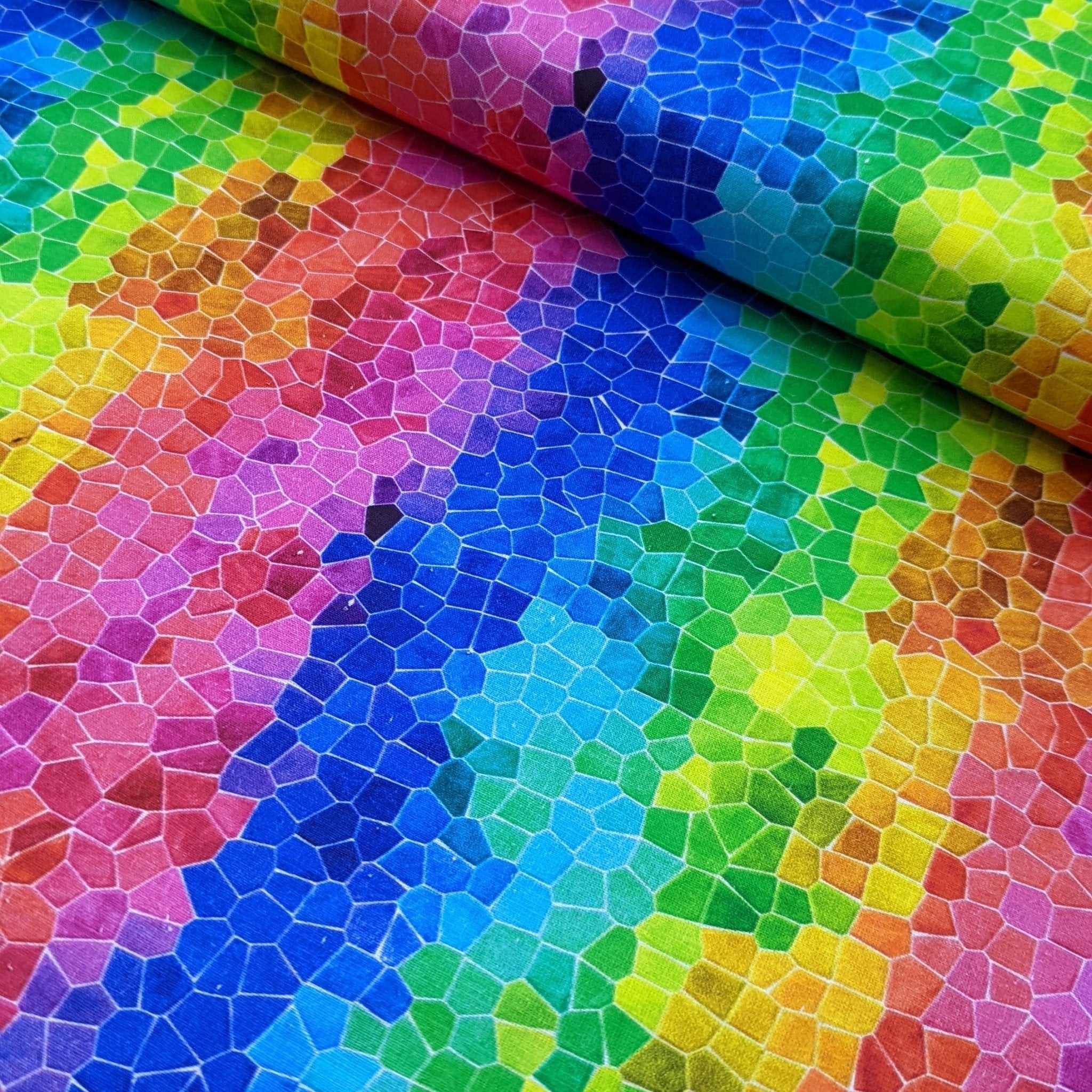 Digital Print 100% Cotton, Rainbow Collection, 'Mosaic', 44" Wide - Printed Cottons